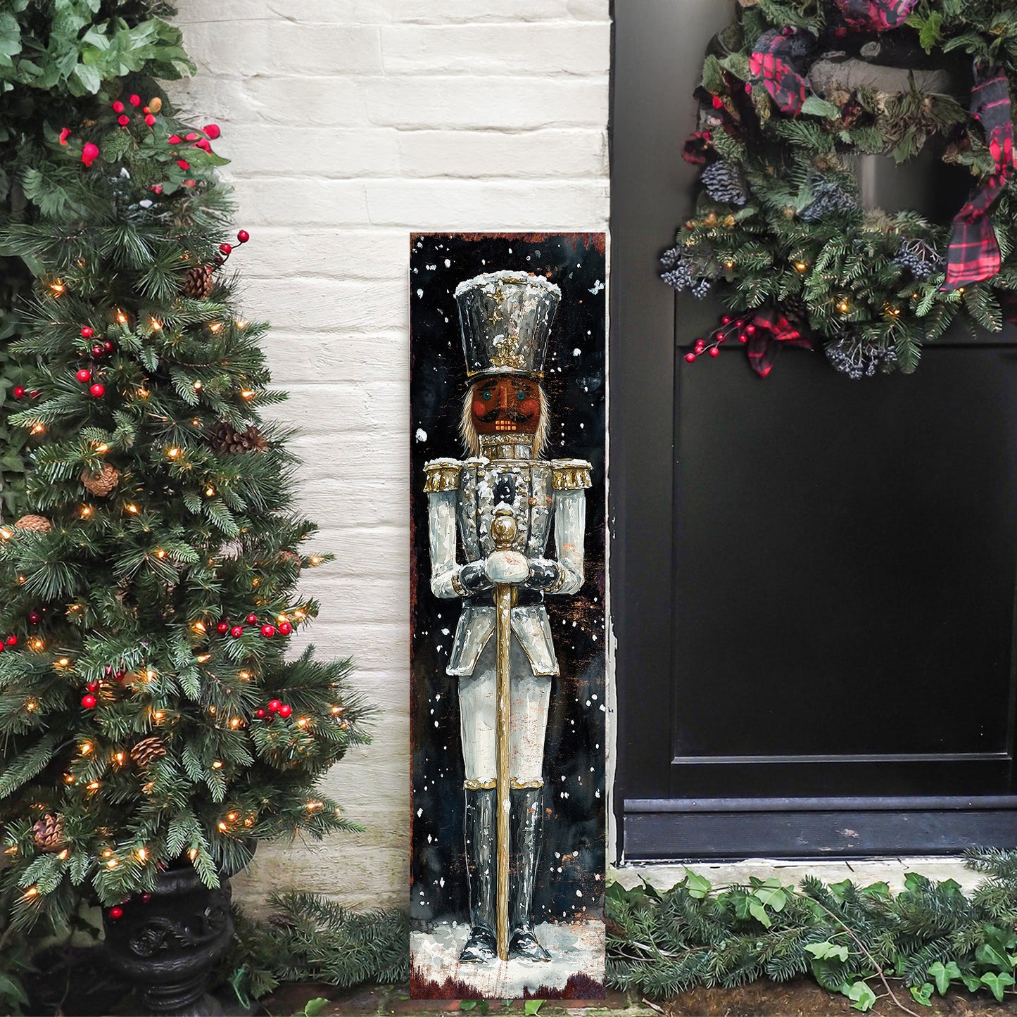 Christmas Nutcracker Porch Sign – Rustic Holiday Front Porch Sign with Festive Soldier Design | Farmhouse Christmas Entryway Outdoor Decoration