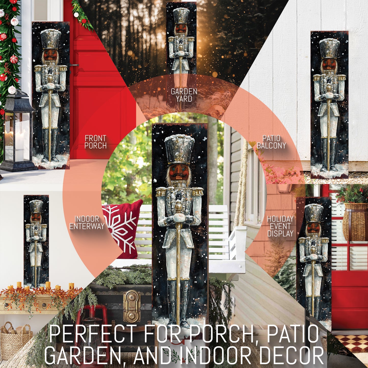 Christmas Nutcracker Porch Sign – Rustic Holiday Front Porch Sign with Festive Soldier Design | Farmhouse Christmas Entryway Outdoor Decoration