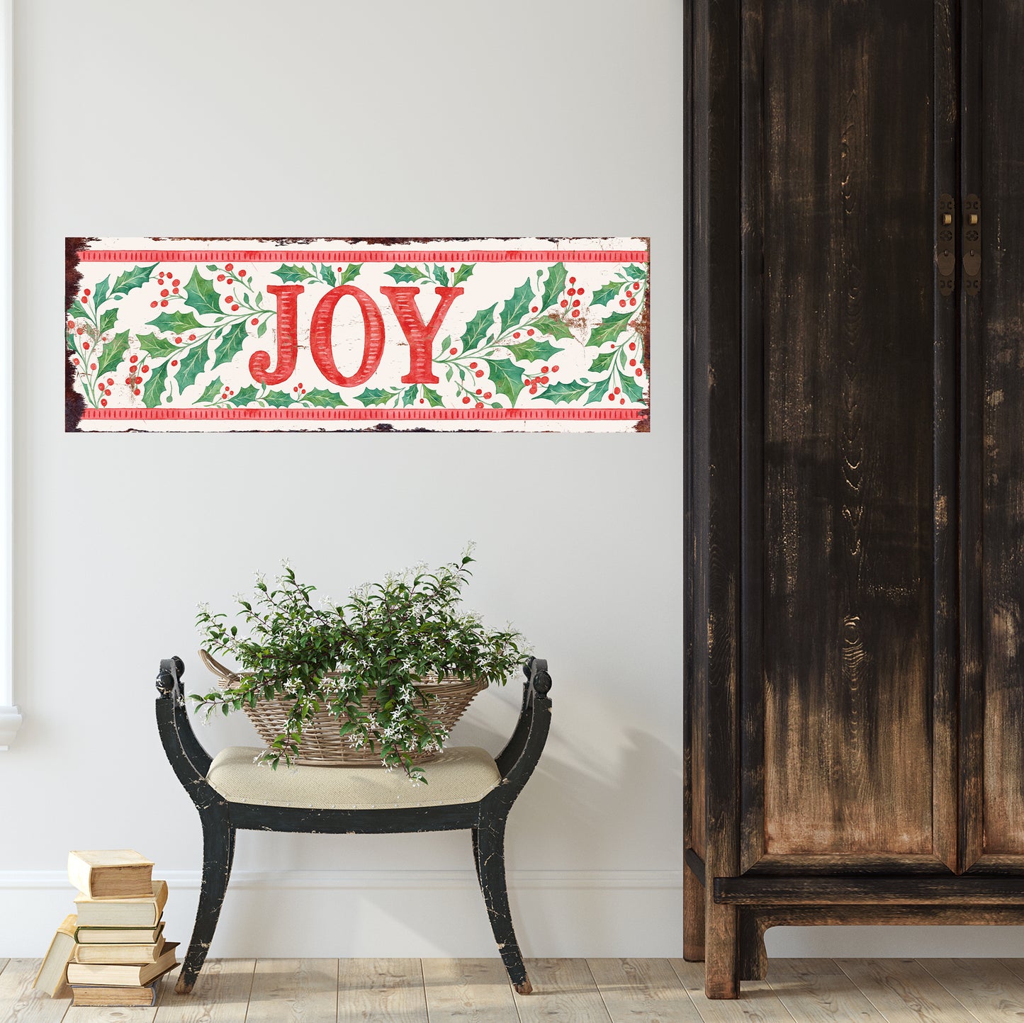 Rustic Farmhouse JOY Christmas Wood Sign | Holiday Wall Art & Porch Decor