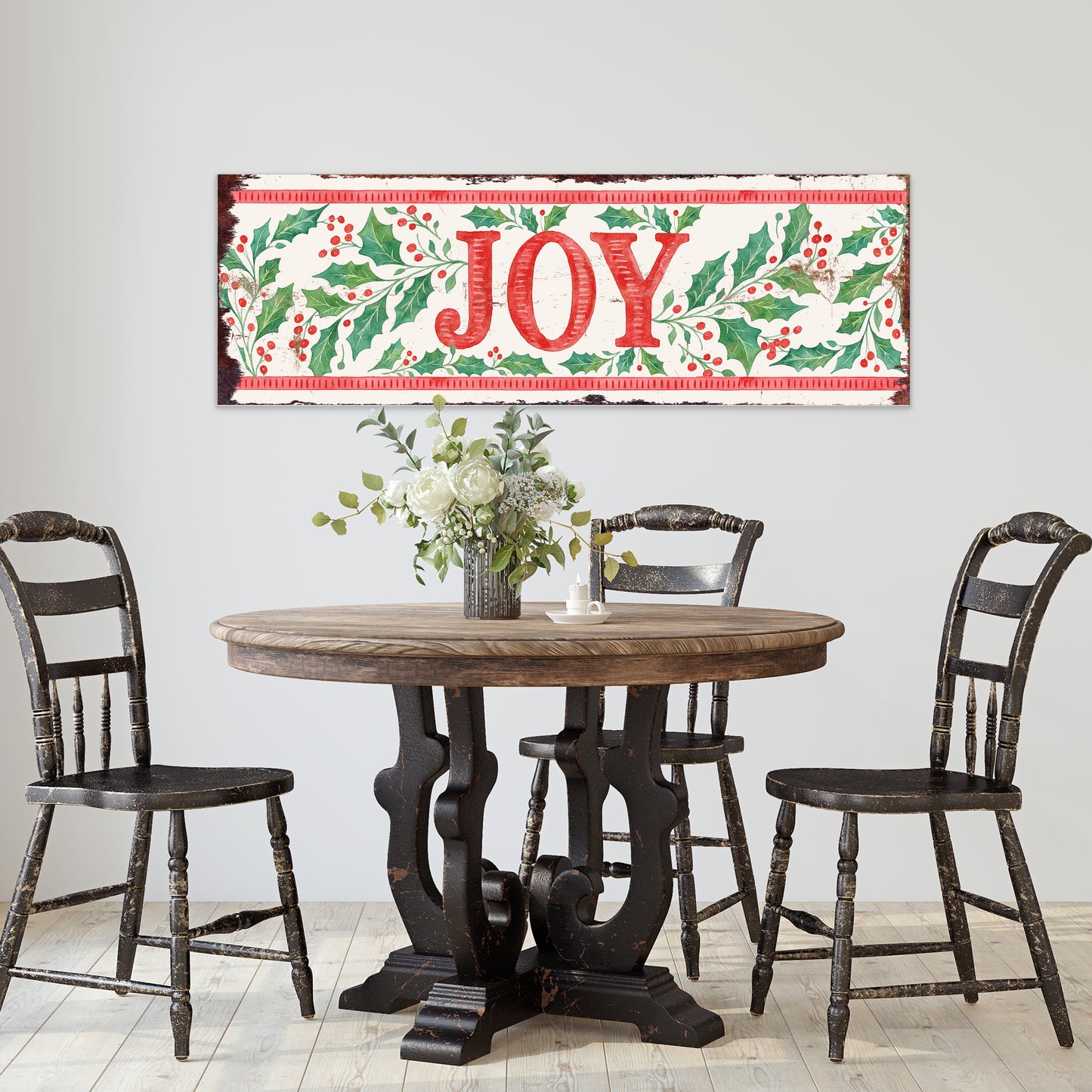 Rustic Farmhouse JOY Christmas Wood Sign | Holiday Wall Art & Porch Decor