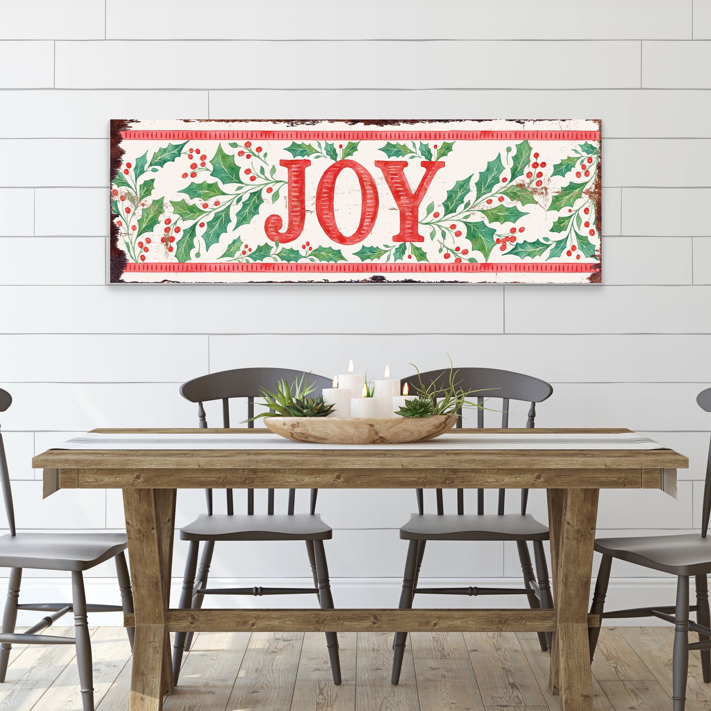 Rustic Farmhouse JOY Christmas Wood Sign | Holiday Wall Art & Porch Decor