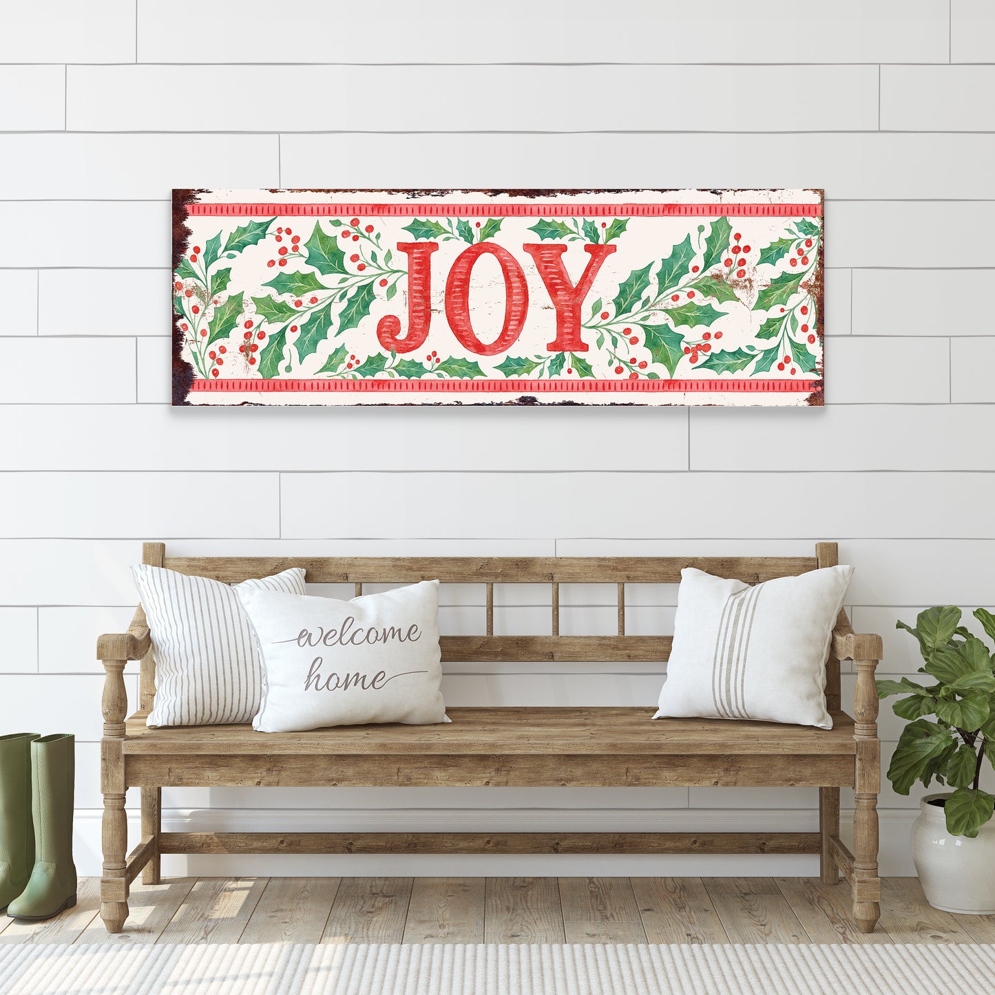 Rustic Farmhouse JOY Christmas Wood Sign | Holiday Wall Art & Porch Decor