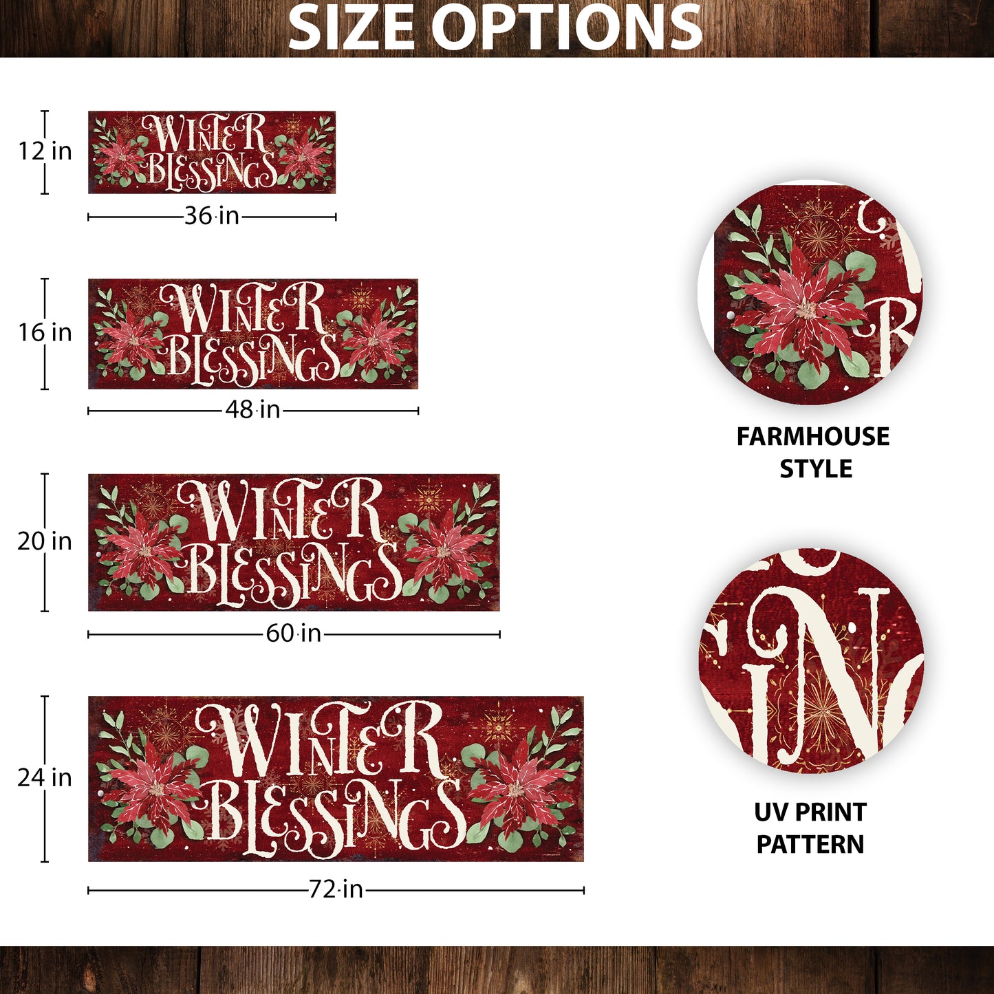 Winter Blessings Wall Art | Rustic Farmhouse Christmas Sign | Holiday Wall Decor for Living Room, Entryway, or Mantle