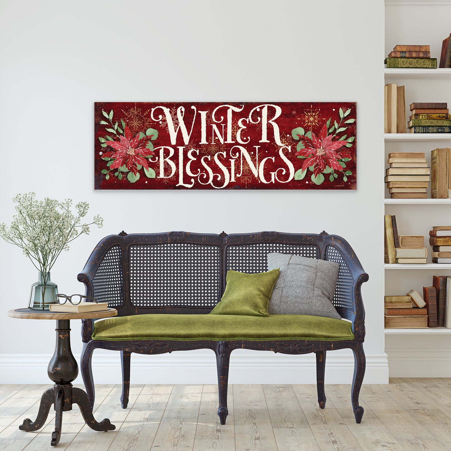 Winter Blessings Wall Art | Rustic Farmhouse Christmas Sign | Holiday Wall Decor for Living Room, Entryway, or Mantle
