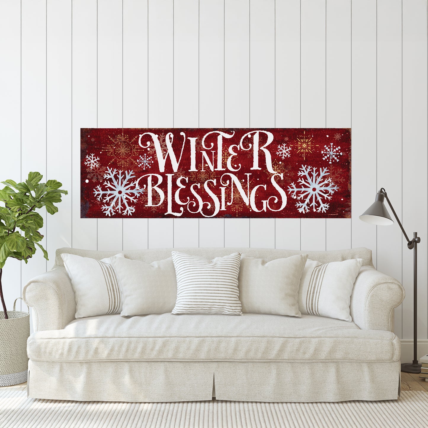 Winter Blessings Snowflake Wall Sign – Rustic Farmhouse Winter Wall Decor