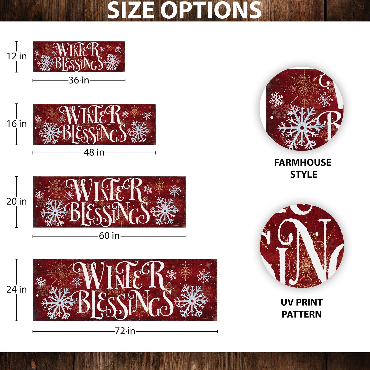 Winter Blessings Snowflake Wall Sign – Rustic Farmhouse Winter Wall Decor
