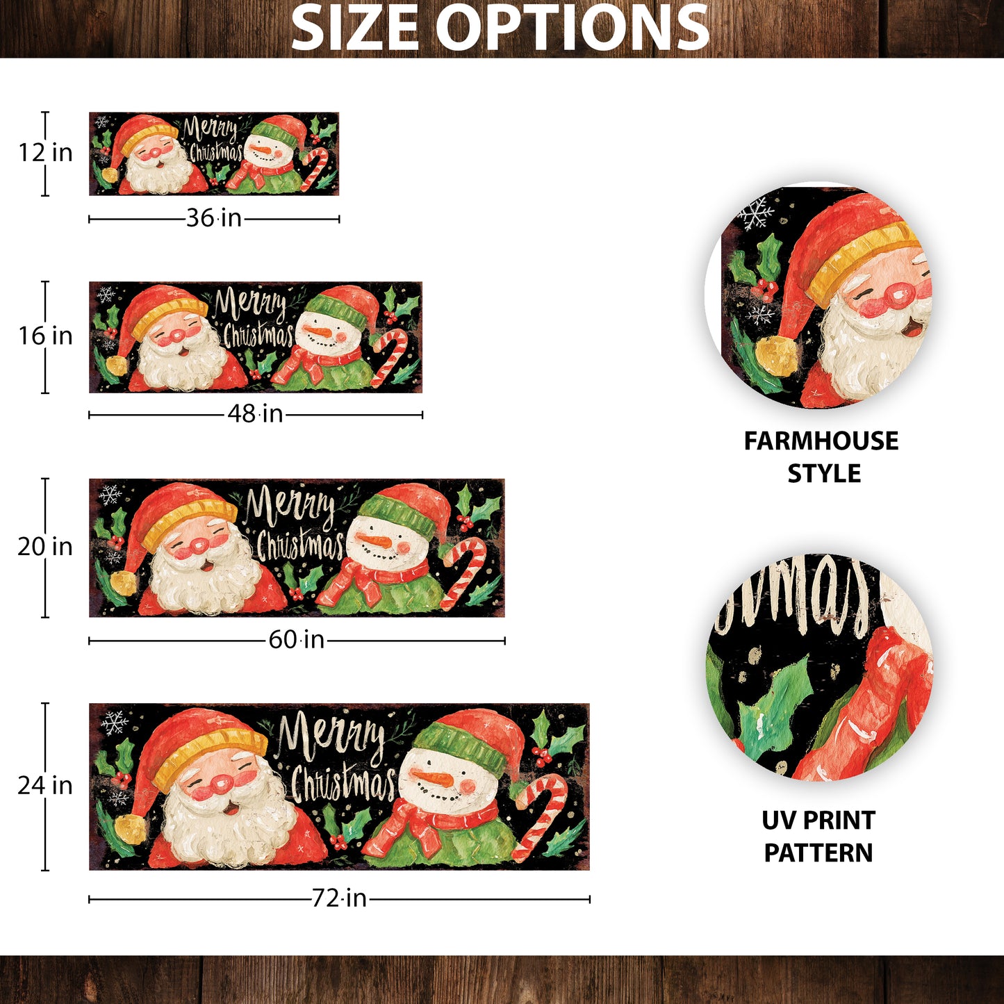 Santa & Snowman Christmas Sign – Watercolor Holiday Wall Decor for Home