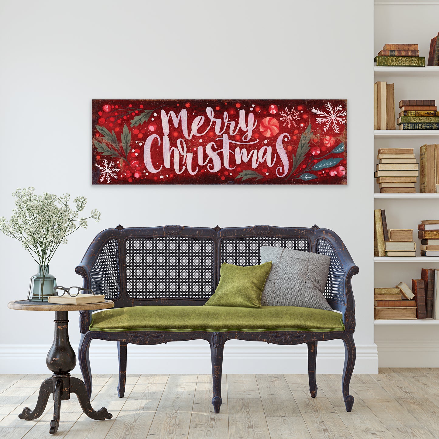 Merry Christmas Wall Sign – Red Farmhouse Holiday Decor for Home or Entryway