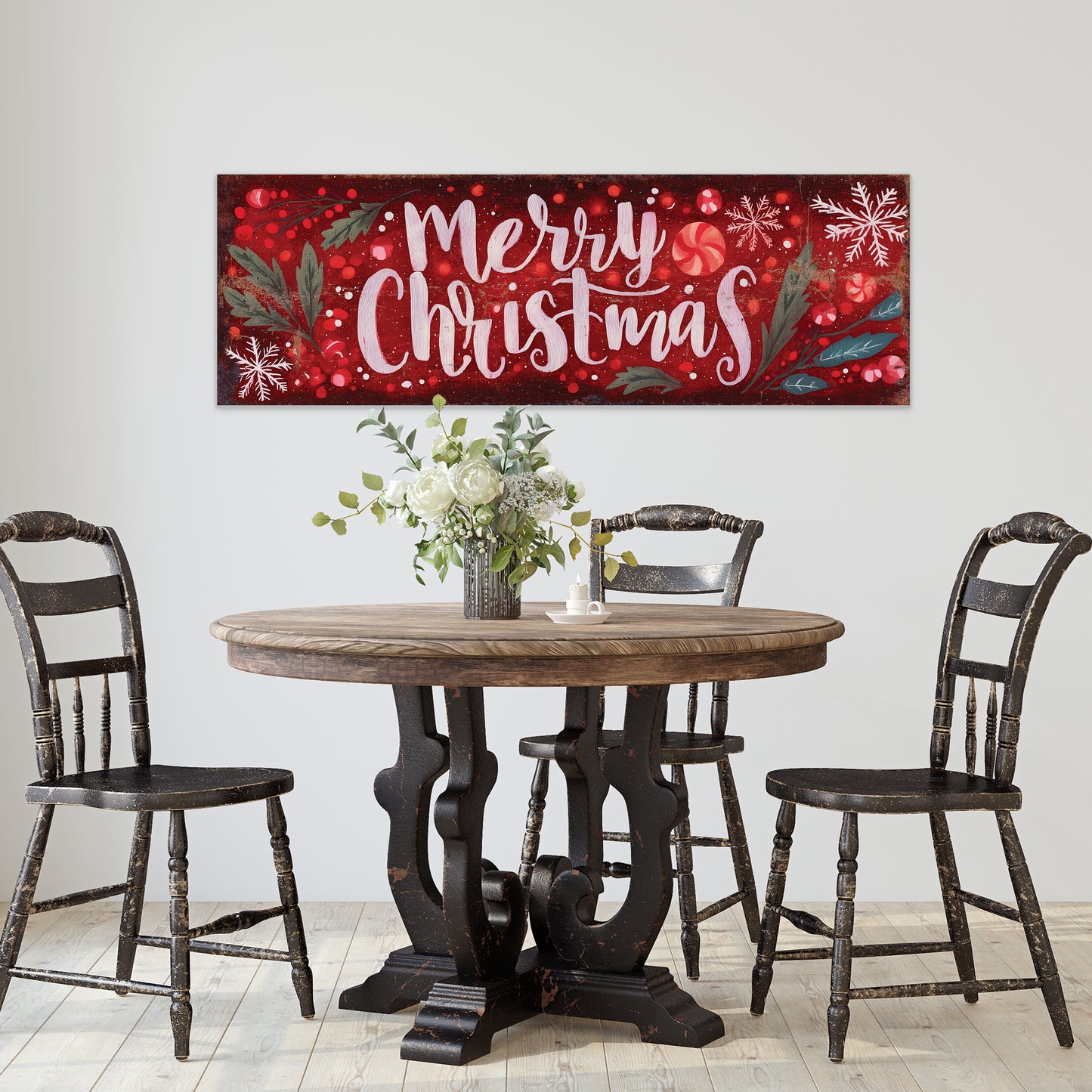 Merry Christmas Wall Sign – Red Farmhouse Holiday Decor for Home or Entryway