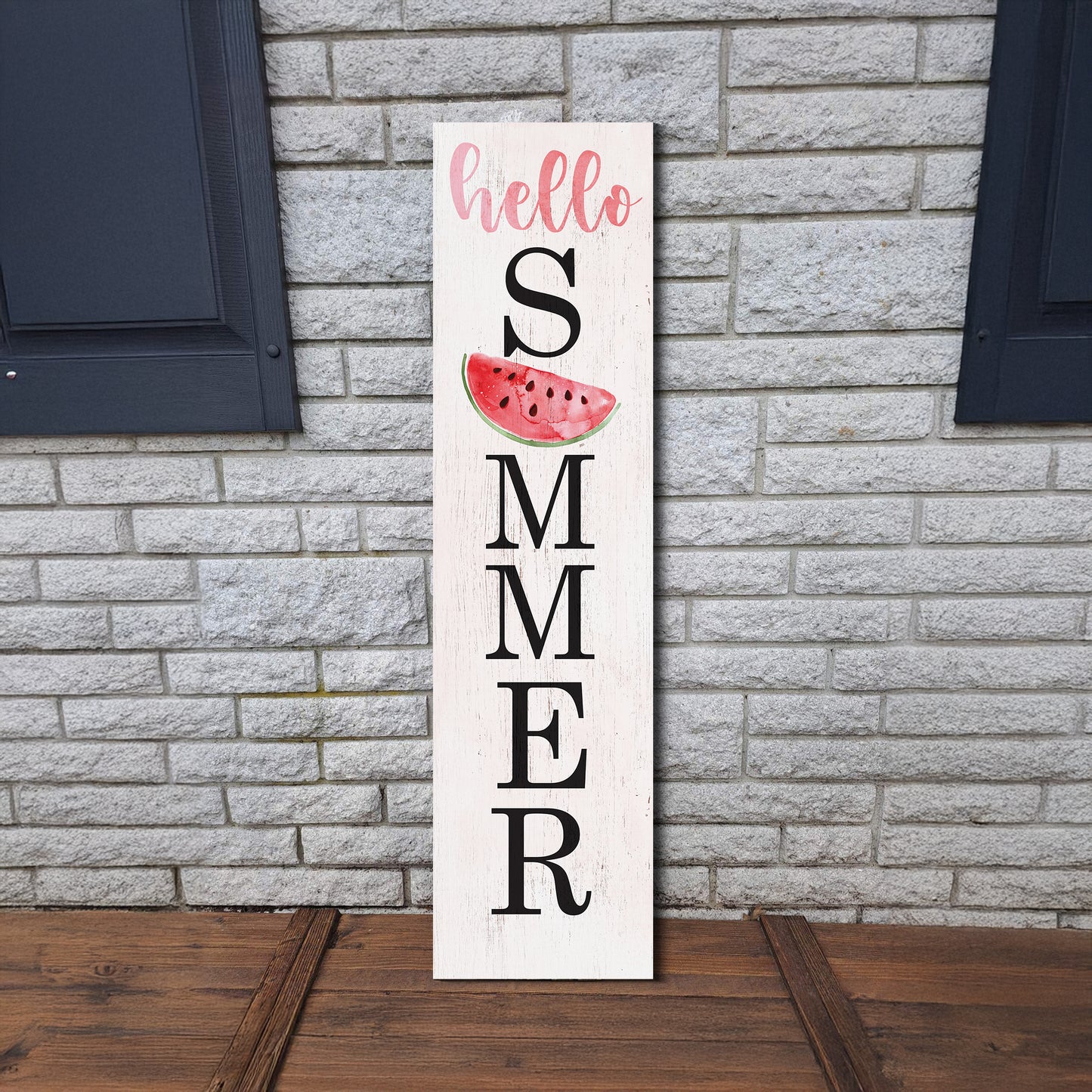 Hello Summer Wooden Porch Sign with Watermelon Pattern | Seasonal Welcome Sign | Front Porch Home Decor | 3 Sizes