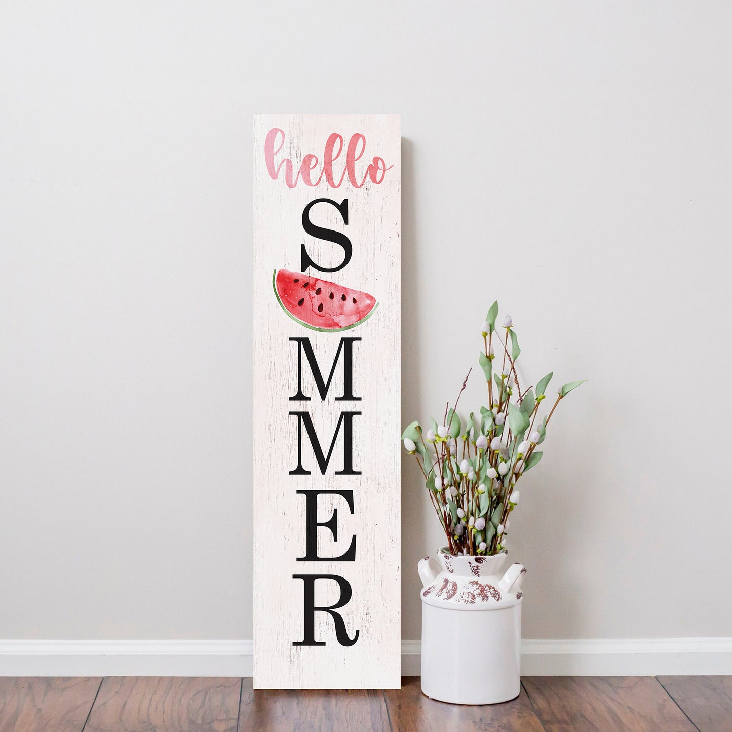 Hello Summer Wooden Porch Sign with Watermelon Pattern | Seasonal Welcome Sign | Front Porch Home Decor | 3 Sizes