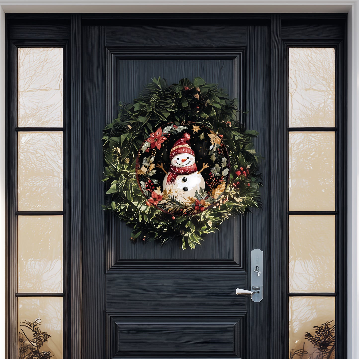 Joyful Snowman Christmas Wall Sign – Round Rustic Winter Holiday Decor