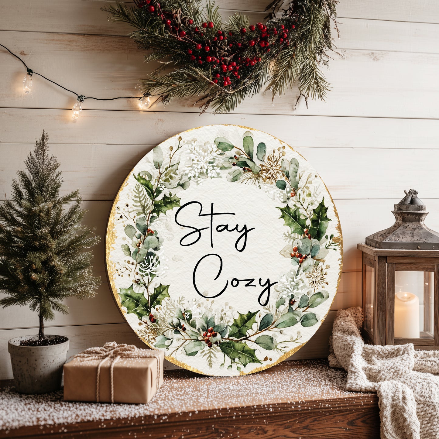 Farmhouse Christmas Welcome Door Sign | Rustic Winter Home Decor