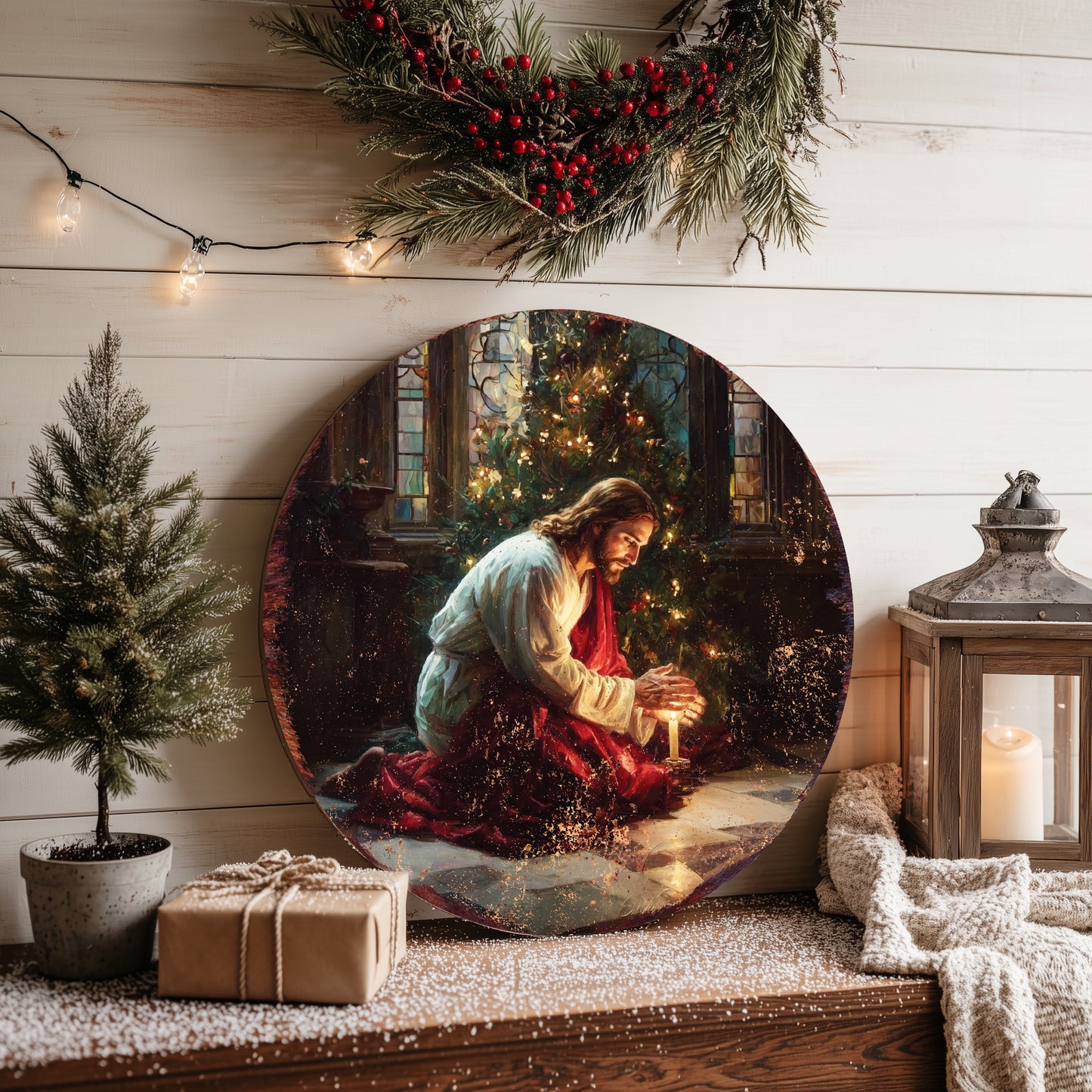 Christmas Christian Jesus Wall Art | Rustic Faith Home Decor