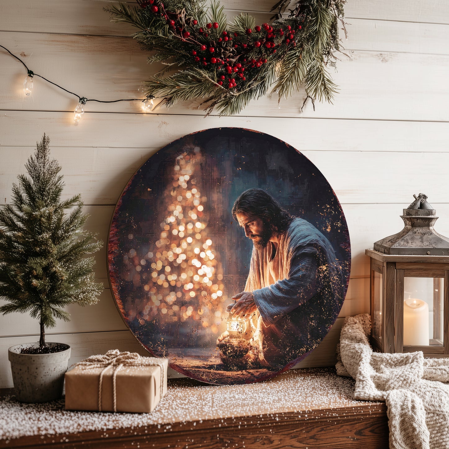 Rustic Christmas Jesus Wall Art | Christian Faith Home Decor
