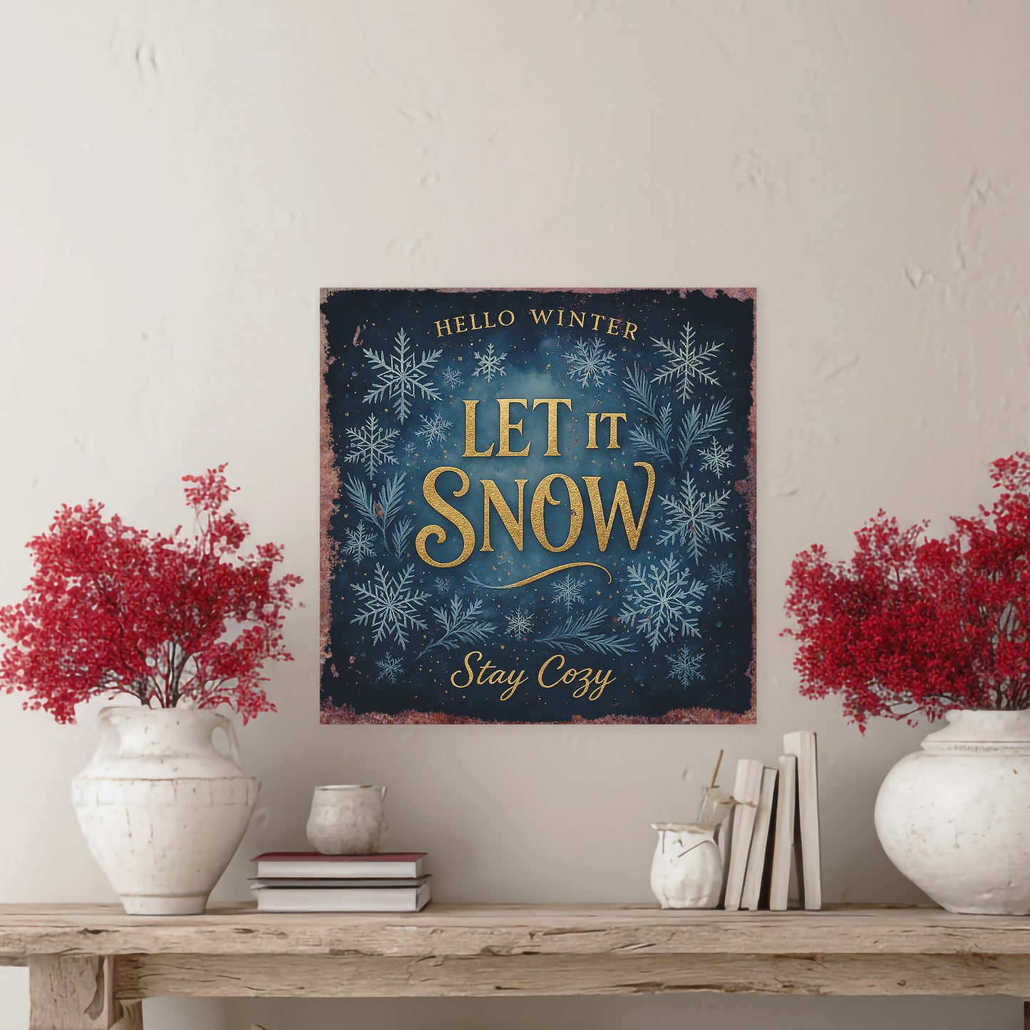 Cozy Winter "Let It Snow" Canvas Wall Art | Festive Home Decor