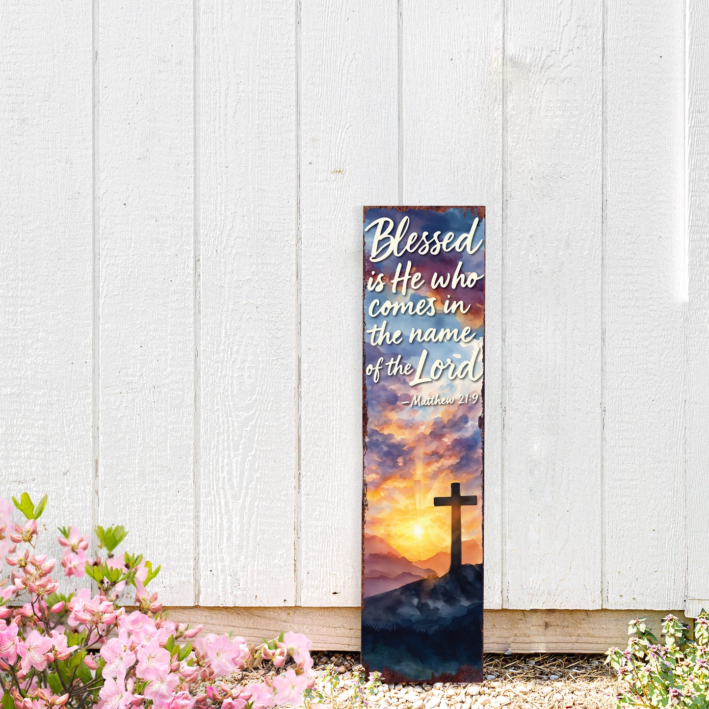 Blessed Easter Porch Sign | Spiritual Spring Welcome Decor