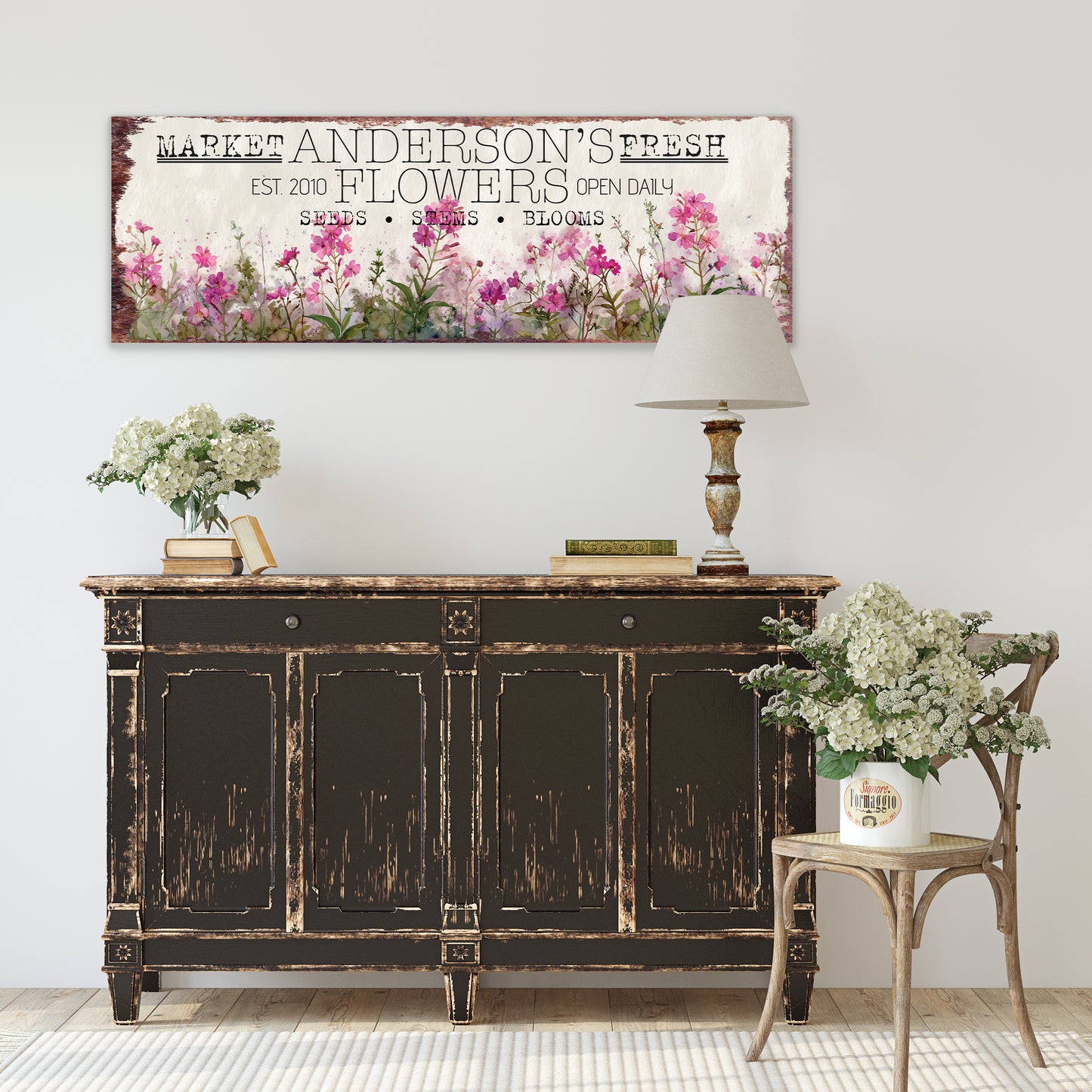 Personalized Spring Fireweed Family Wall Art – Rustic Chic Decor