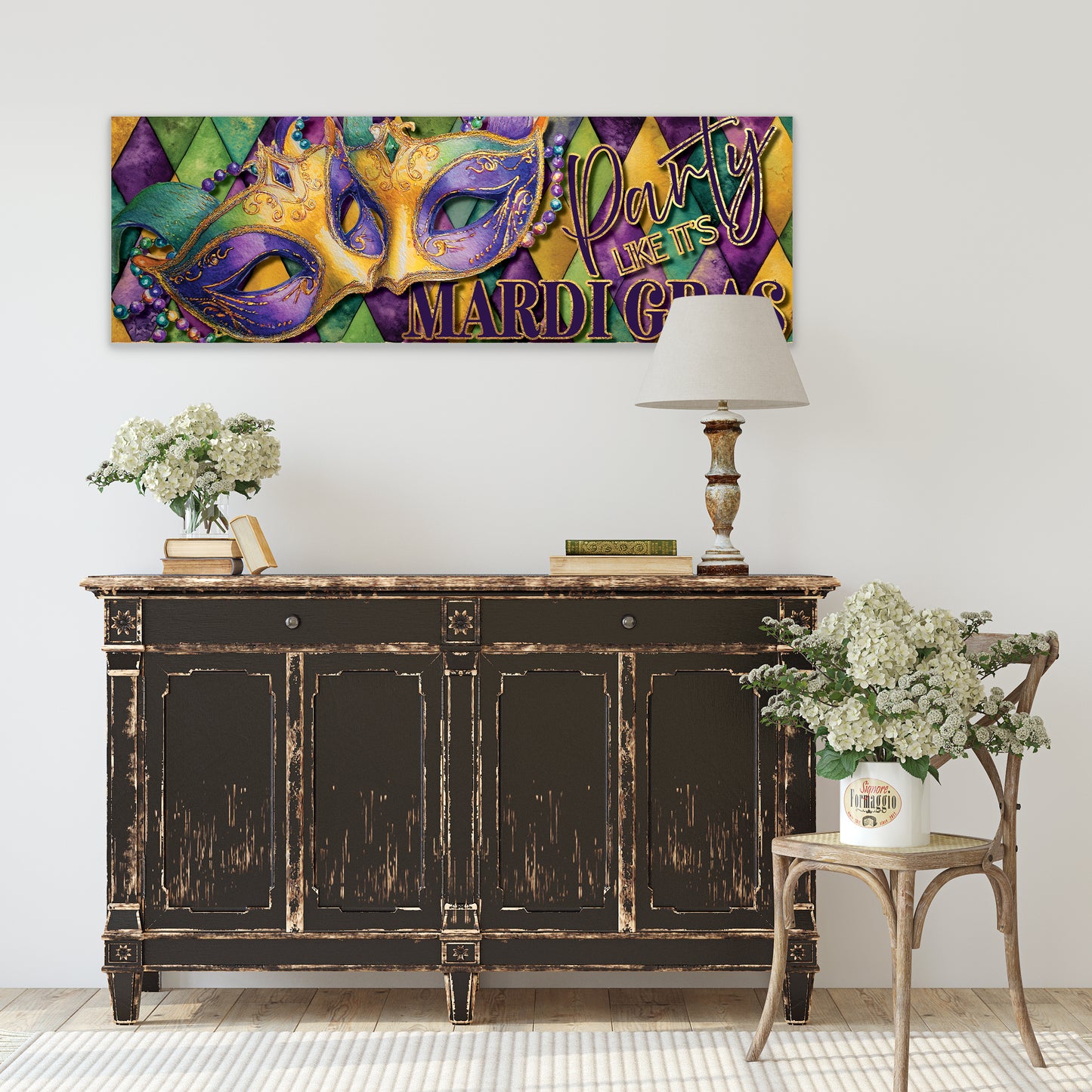Vibrant Mardi Gras Masquerade Masks Wall Art - Festive Decor for Home & Porch