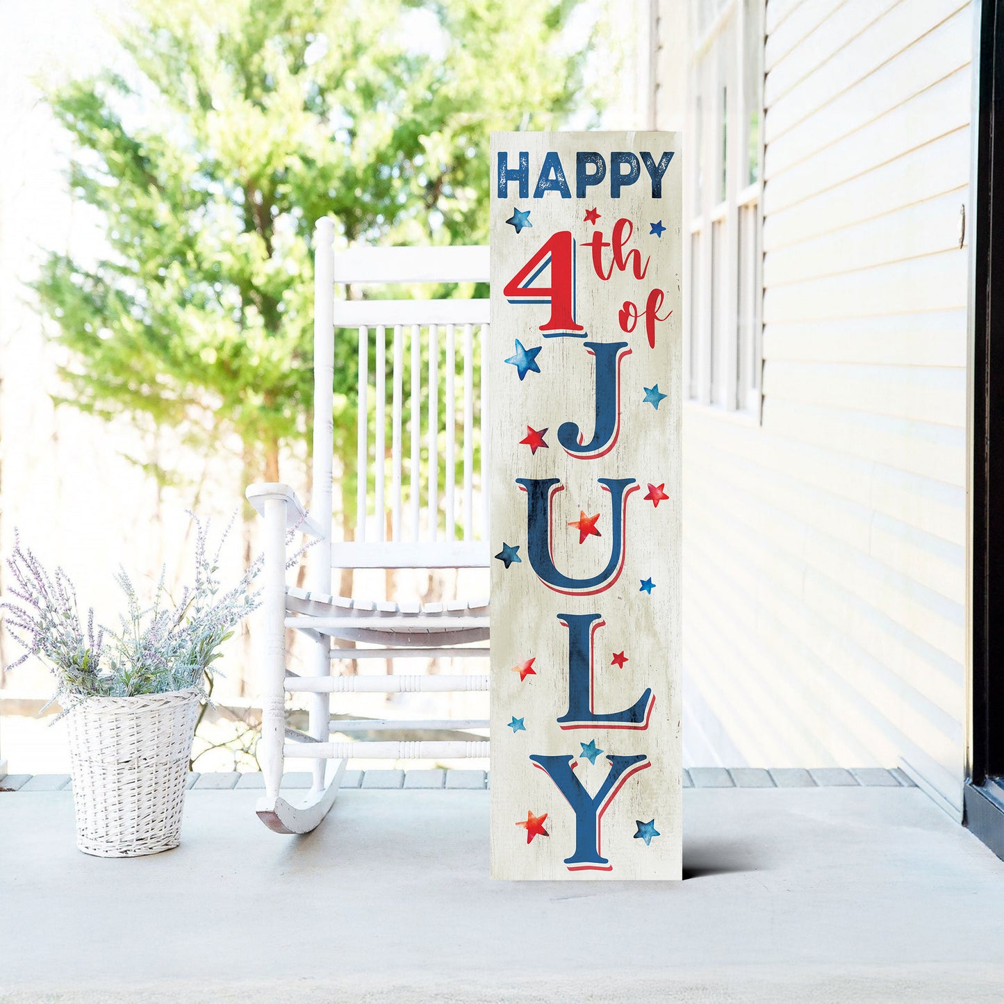 Happy 4th of July Porch Sign | Multi Sizes | UV Print | Patriotic Decor | Perfect for Outdoor Decor, Yard Art, and Garden Decorations