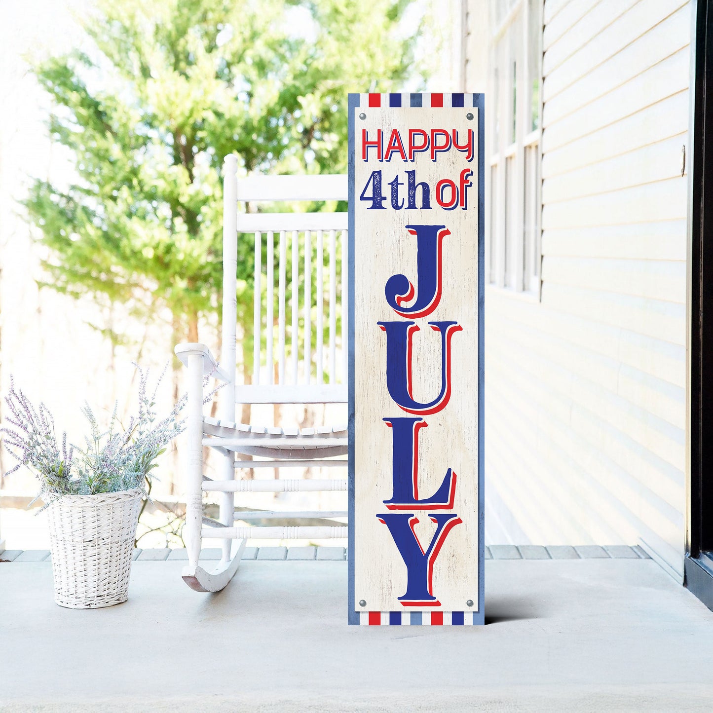 Celebrate the 4th of July with a Wooden Happy Porch Sign for Your Front Door | Multi Sizes | UV Print | Patriotic Decor