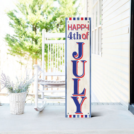 Celebrate the 4th of July with a Wooden Happy Porch Sign for Your Front Door | Multi Sizes | UV Print | Patriotic Decor