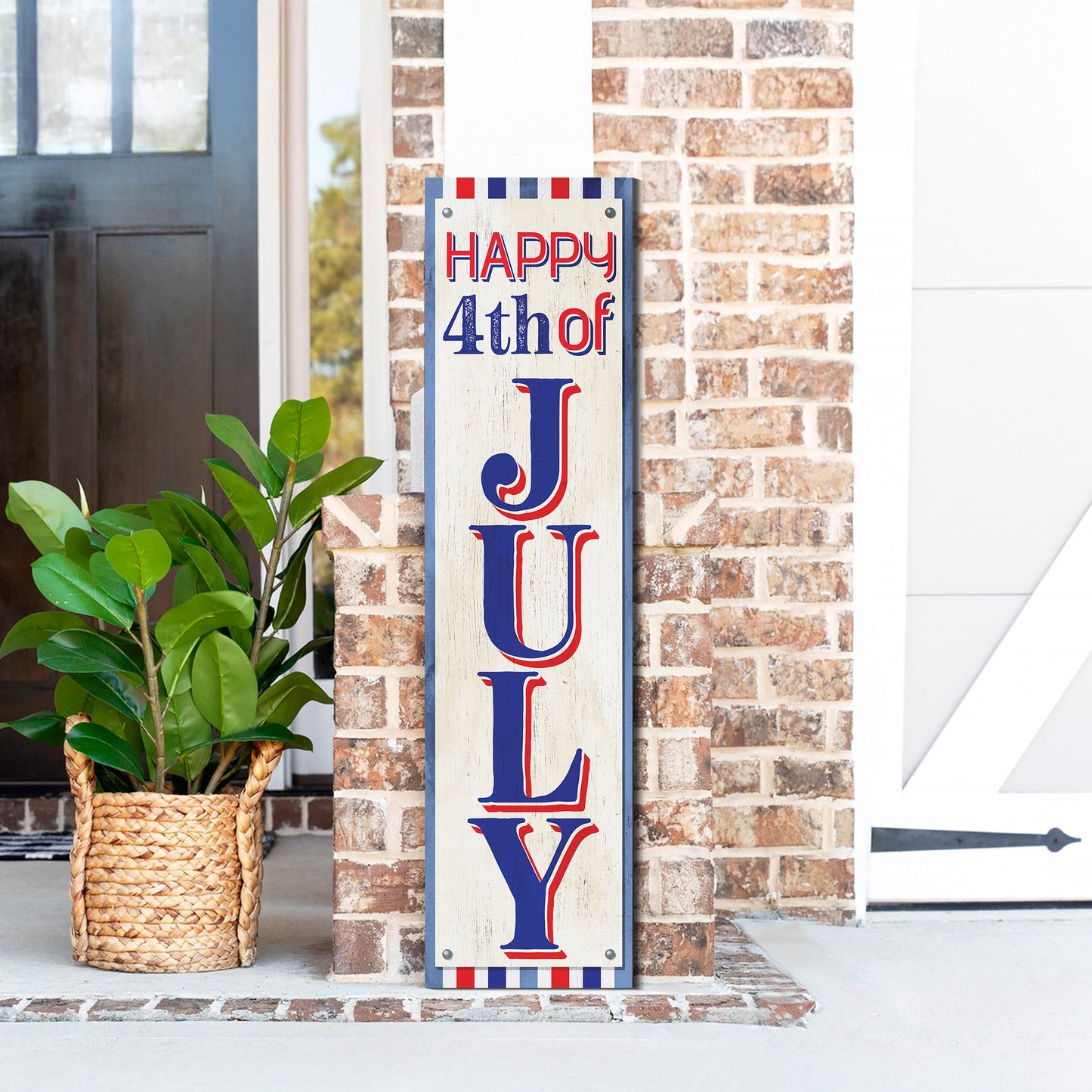 Celebrate the 4th of July with a Wooden Happy Porch Sign for Your Front Door | Multi Sizes | UV Print | Patriotic Decor