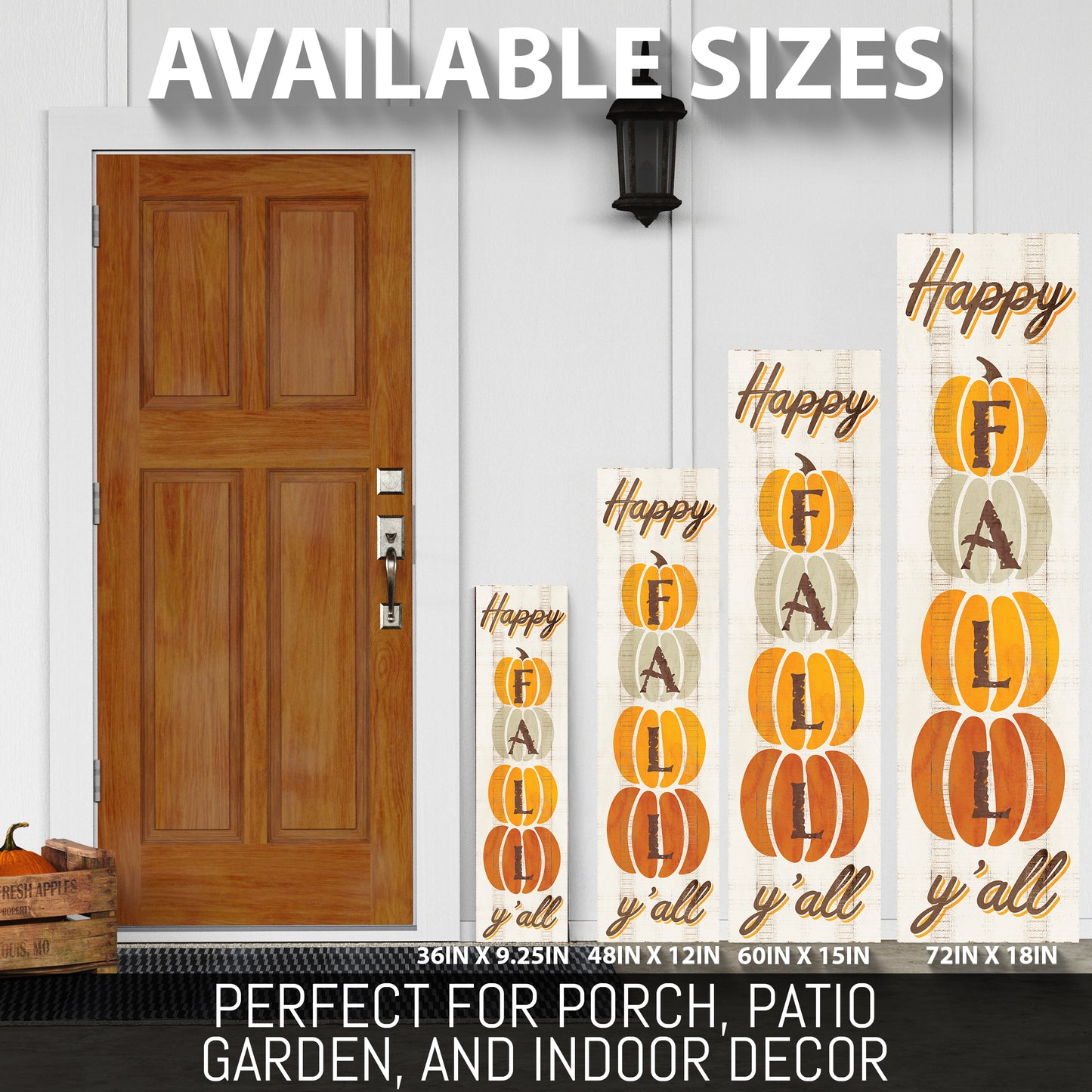 Happy Fall Y'all Wooden Porch Sign Seasonal Front Door Display | Perfect for Autumn Celebrations | Rustic Decor