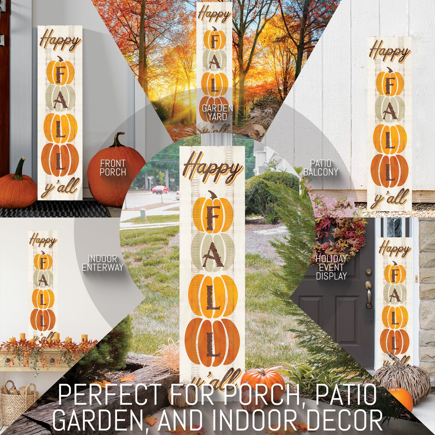 Happy Fall Y'all Wooden Porch Sign Seasonal Front Door Display | Perfect for Autumn Celebrations | Rustic Decor