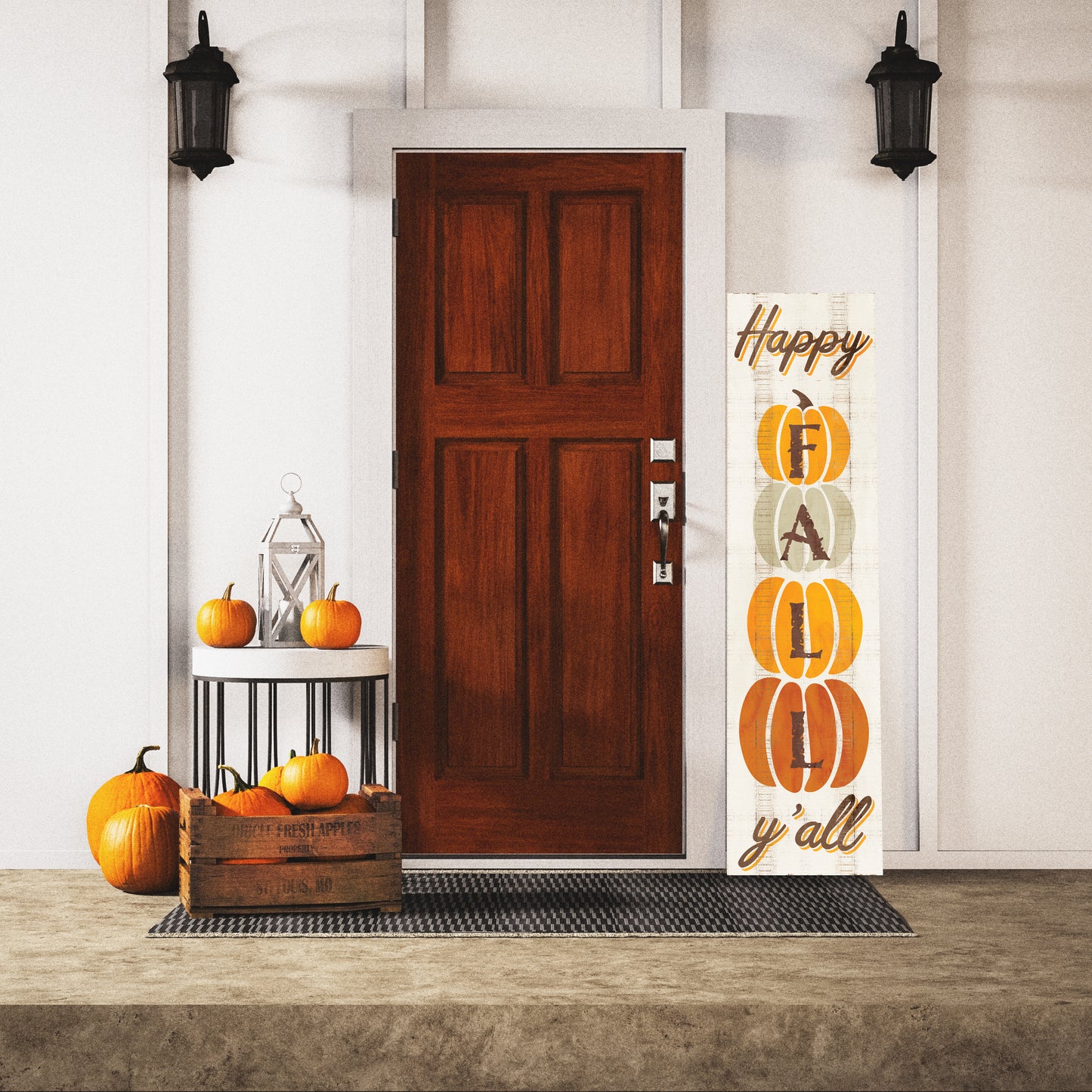 Happy Fall Y'all Wooden Porch Sign Seasonal Front Door Display | Perfect for Autumn Celebrations | Rustic Decor