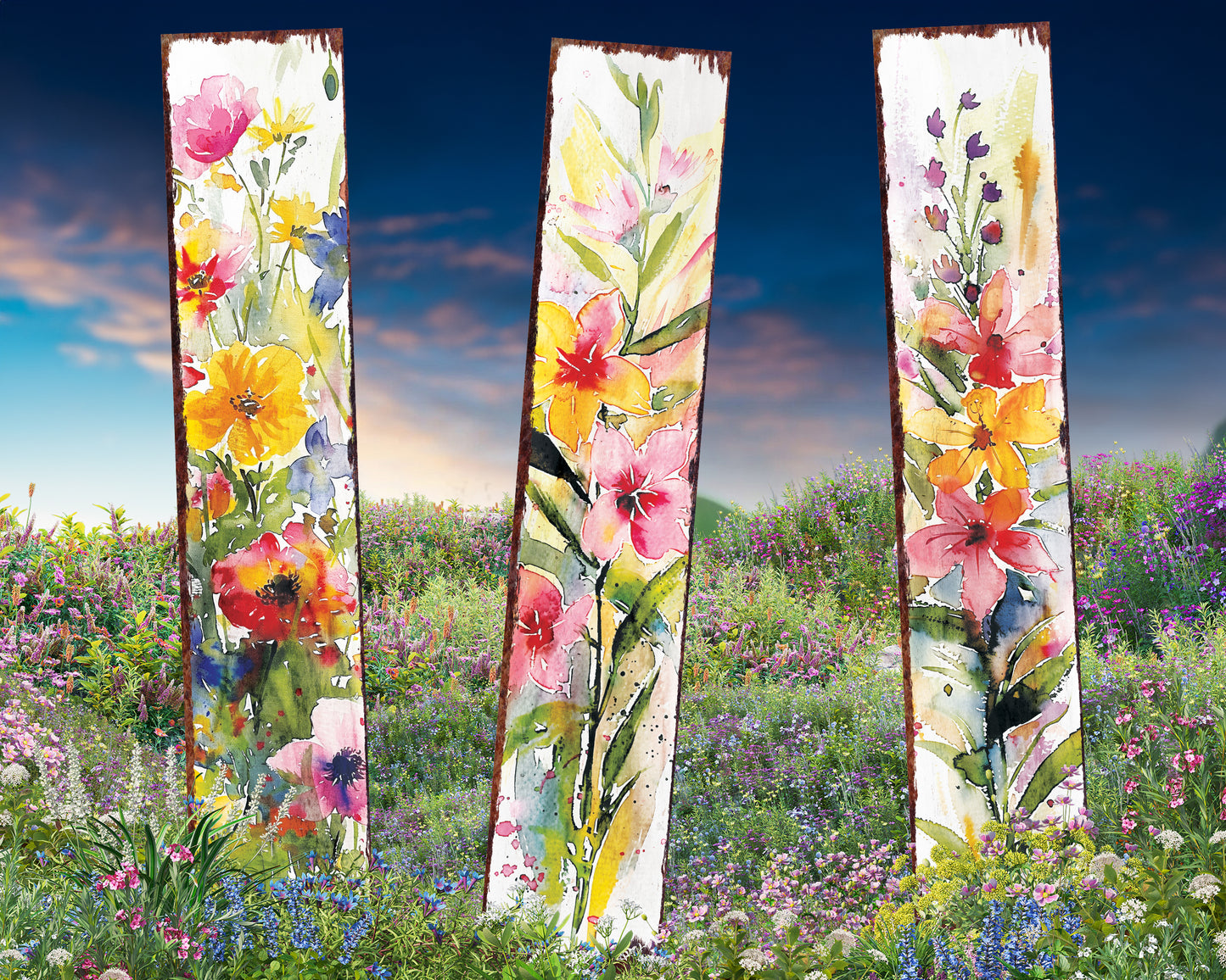 Spring Garden Stake | Watercolor Floral Decor | Ideal for Outdoor Decor, Yard Art, and Garden Decorations | 2 Size Options