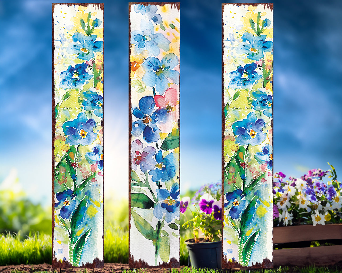 Spring Garden Stake | Watercolor Floral Decor | Ideal for Outdoor Decor, Yard Art, and Garden Decorations | 2 Size Options