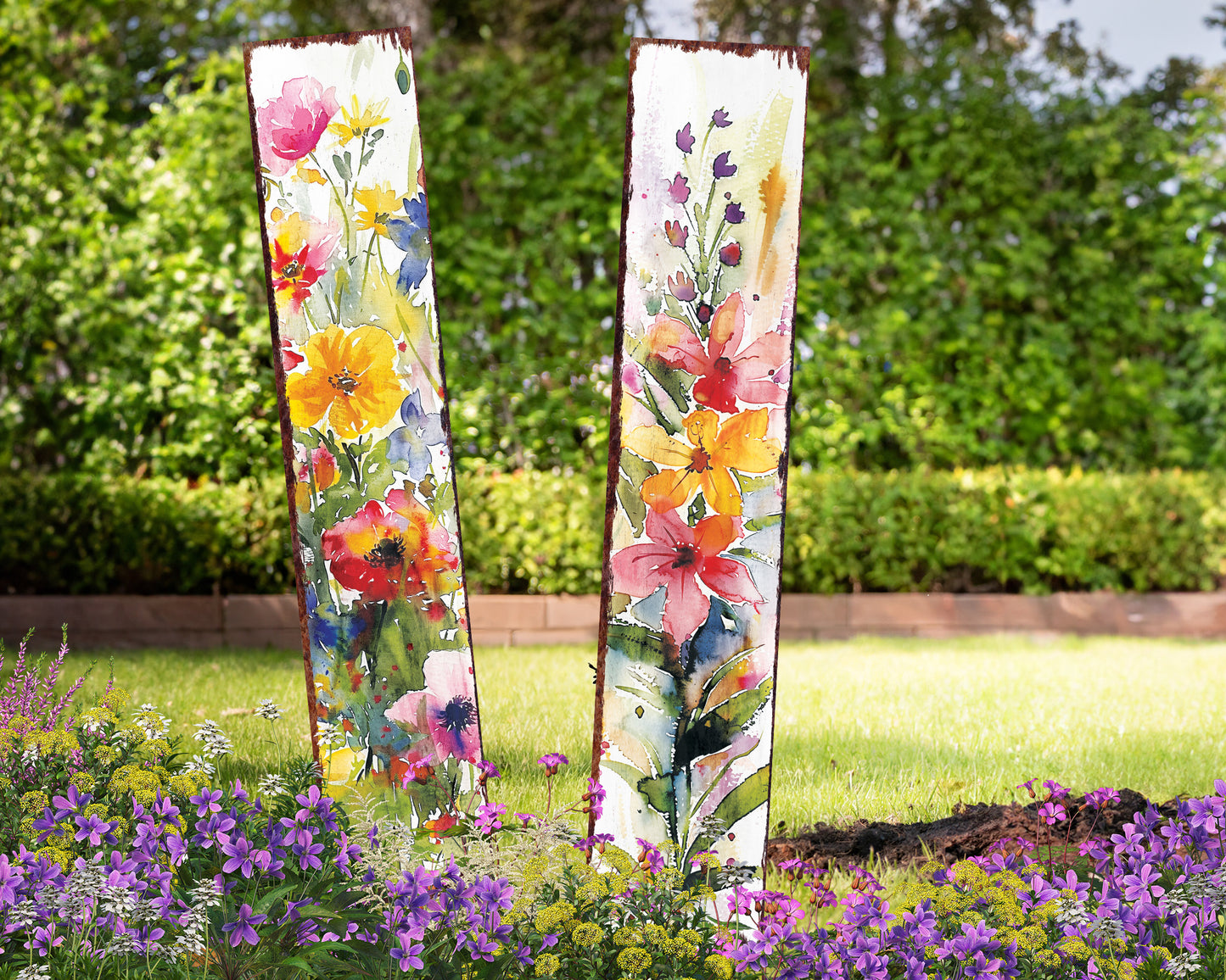 Spring Garden Stake | Watercolor Floral Decor | Ideal for Outdoor Decor, Yard Art, and Garden Decorations | 2 Size Options