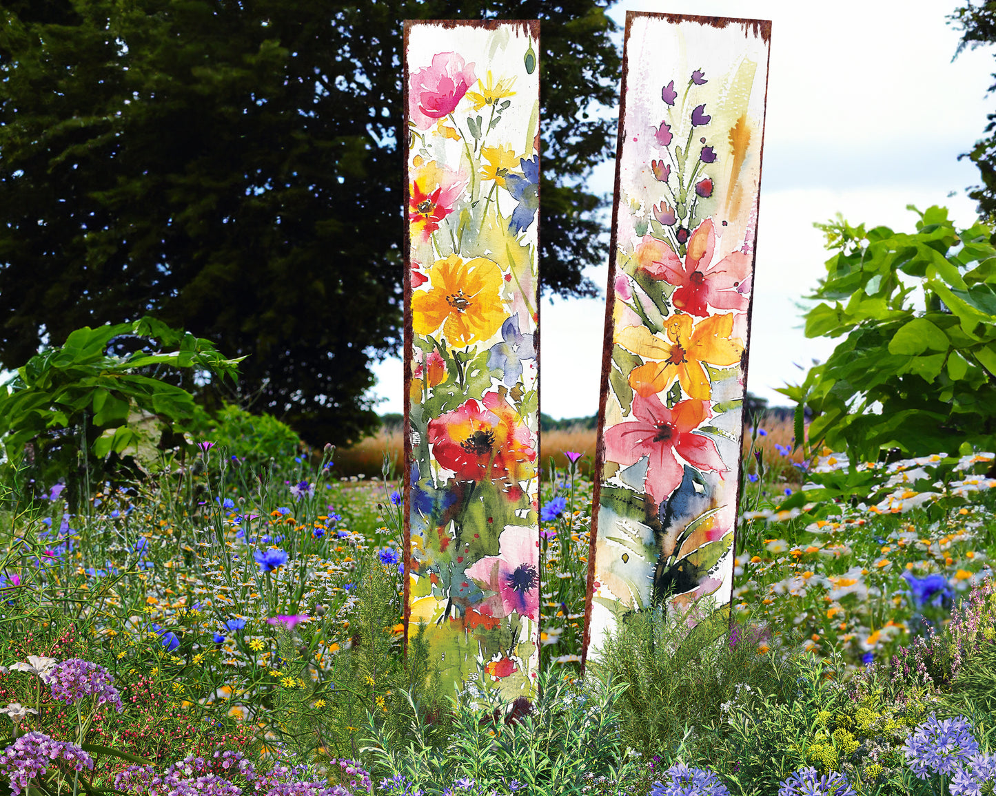 Spring Garden Stake | Watercolor Floral Decor | Ideal for Outdoor Decor, Yard Art, and Garden Decorations | 2 Size Options