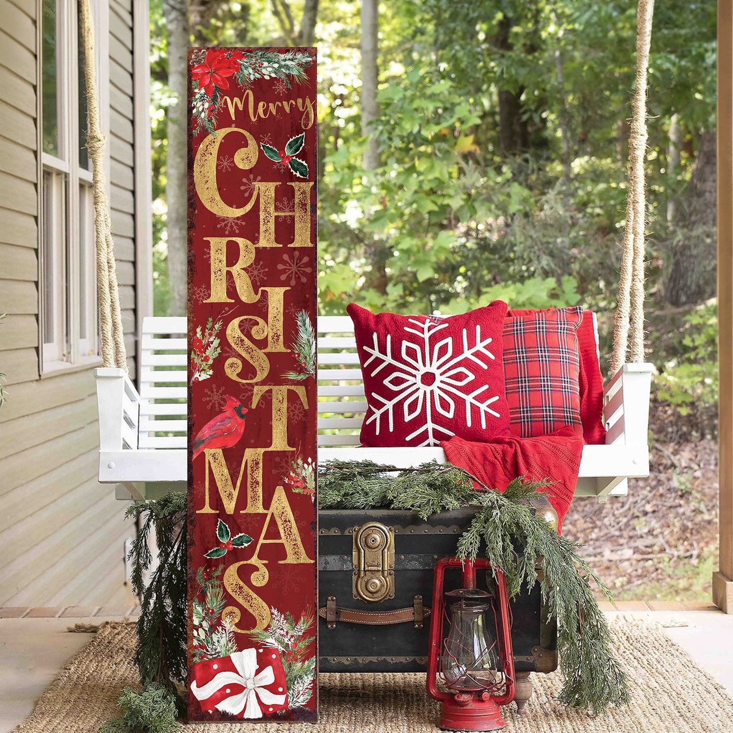 48in Christmas Porch Sign | Vintage Christmas Welcome Sign | Modern Farmhouse Entryway Decor | 3 Colors