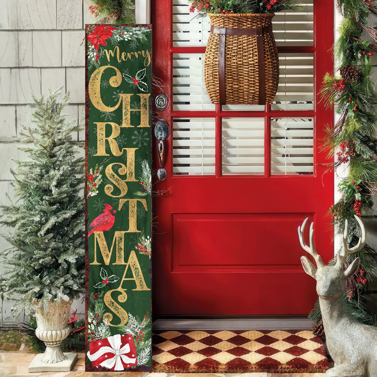 48in Christmas Porch Sign | Vintage Christmas Welcome Sign | Modern Farmhouse Entryway Decor | 3 Colors