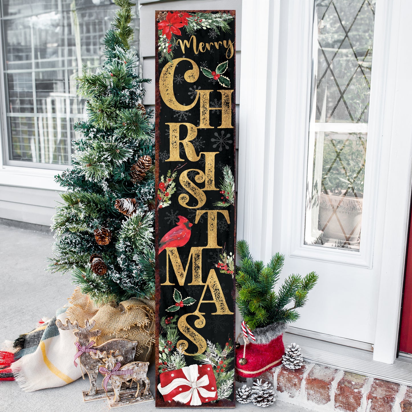 48in Christmas Porch Sign | Vintage Christmas Welcome Sign | Modern Farmhouse Entryway Decor | 3 Colors