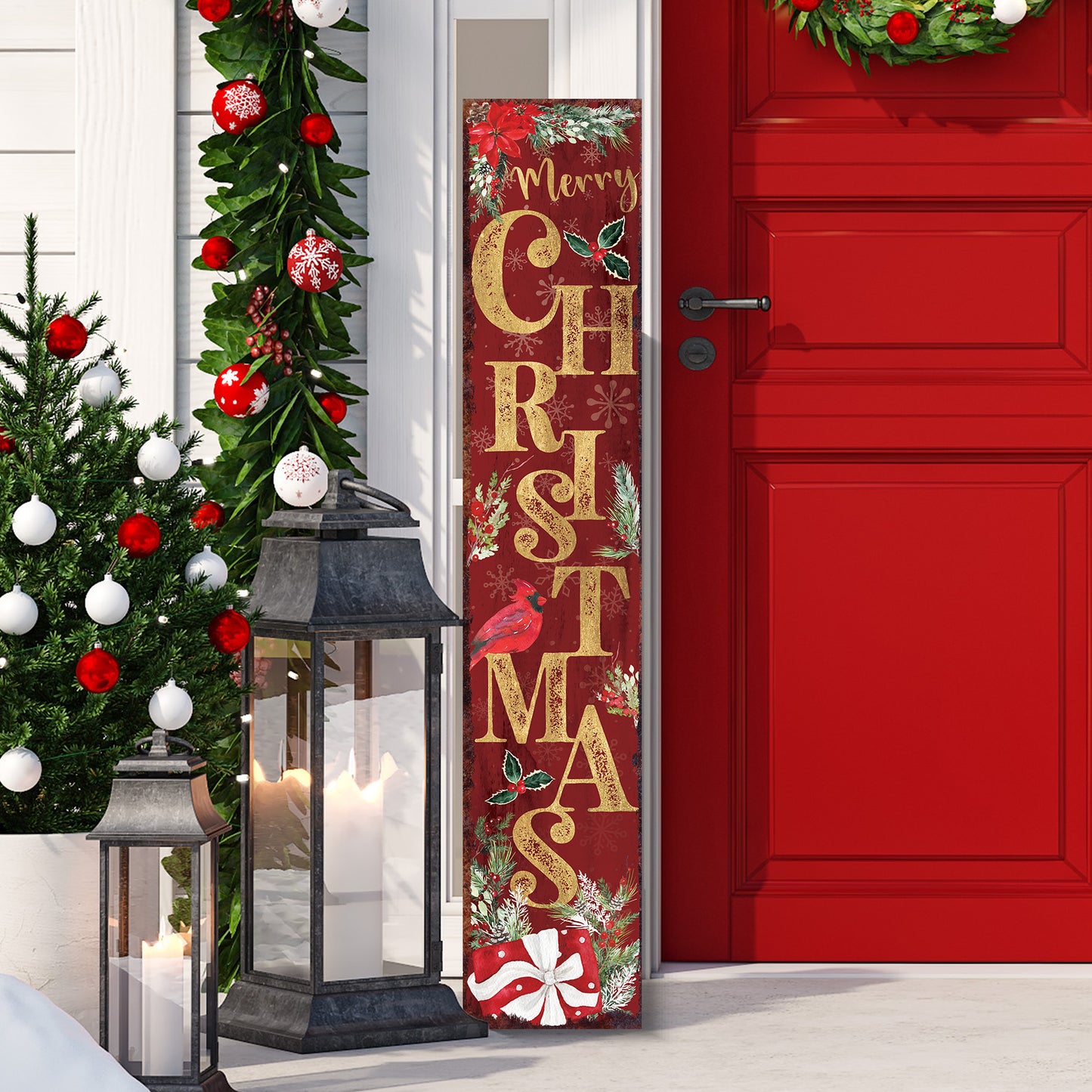 48in Christmas Porch Sign | Vintage Christmas Welcome Sign | Modern Farmhouse Entryway Decor | 3 Colors