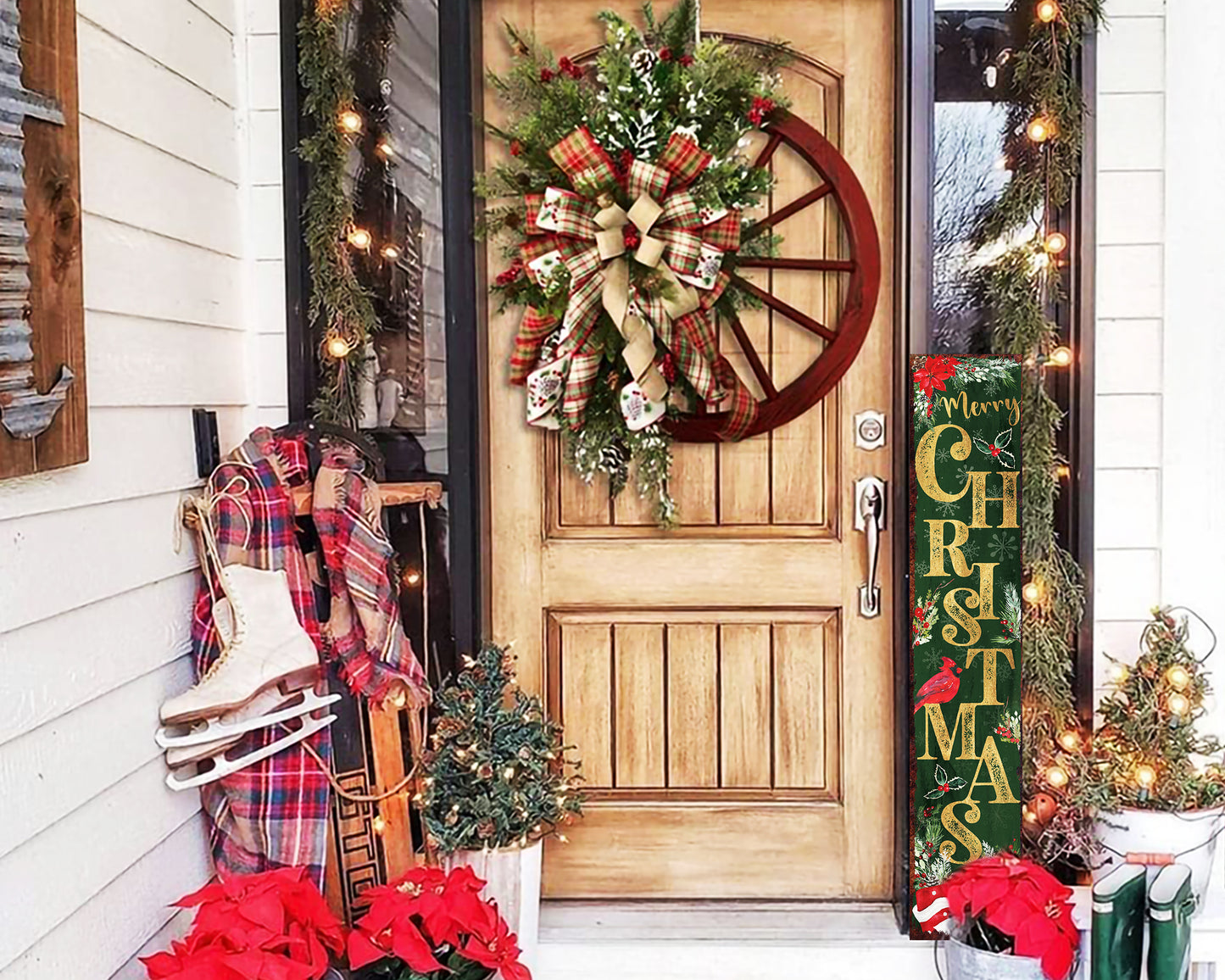 48in Christmas Porch Sign | Vintage Christmas Welcome Sign | Modern Farmhouse Entryway Decor | 3 Colors