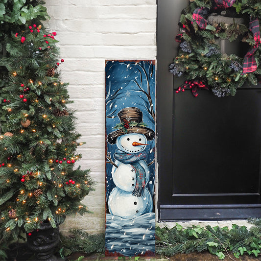 Farmhouse Snowman Let It Snow Christmas Porch Sign | Outdoor Decor Gift