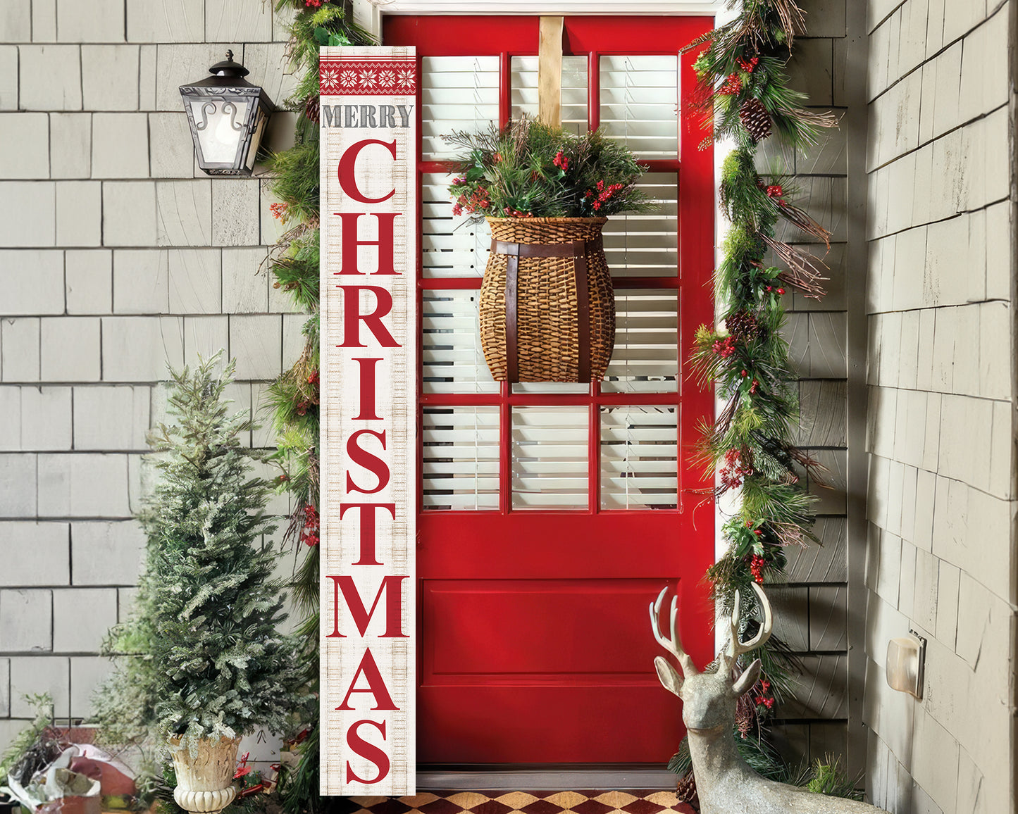 Farmhouse Merry Christmas Porch Sign | Festive Wooden Holiday Decor
