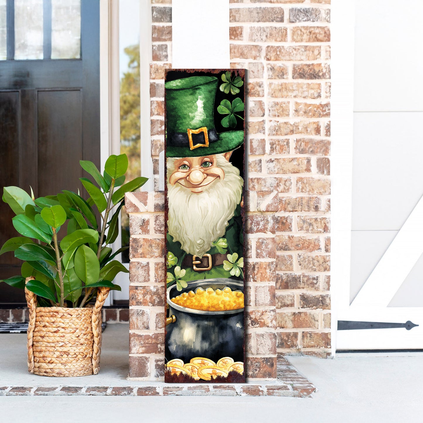 St. Patrick's Day Gnome Welcome Sign for Front Porch, St.Patrick's Outdoor Decor for Front Door