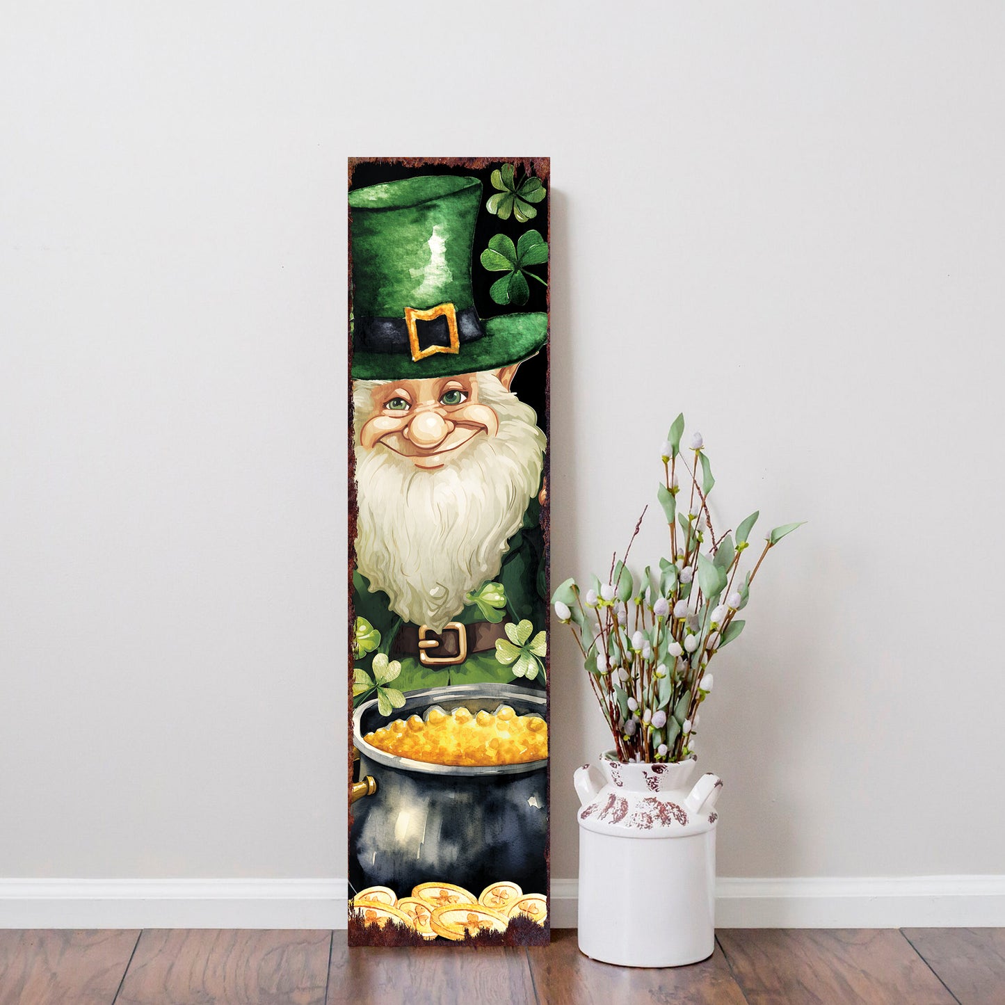St. Patrick's Day Gnome Welcome Sign for Front Porch, St.Patrick's Outdoor Decor for Front Door