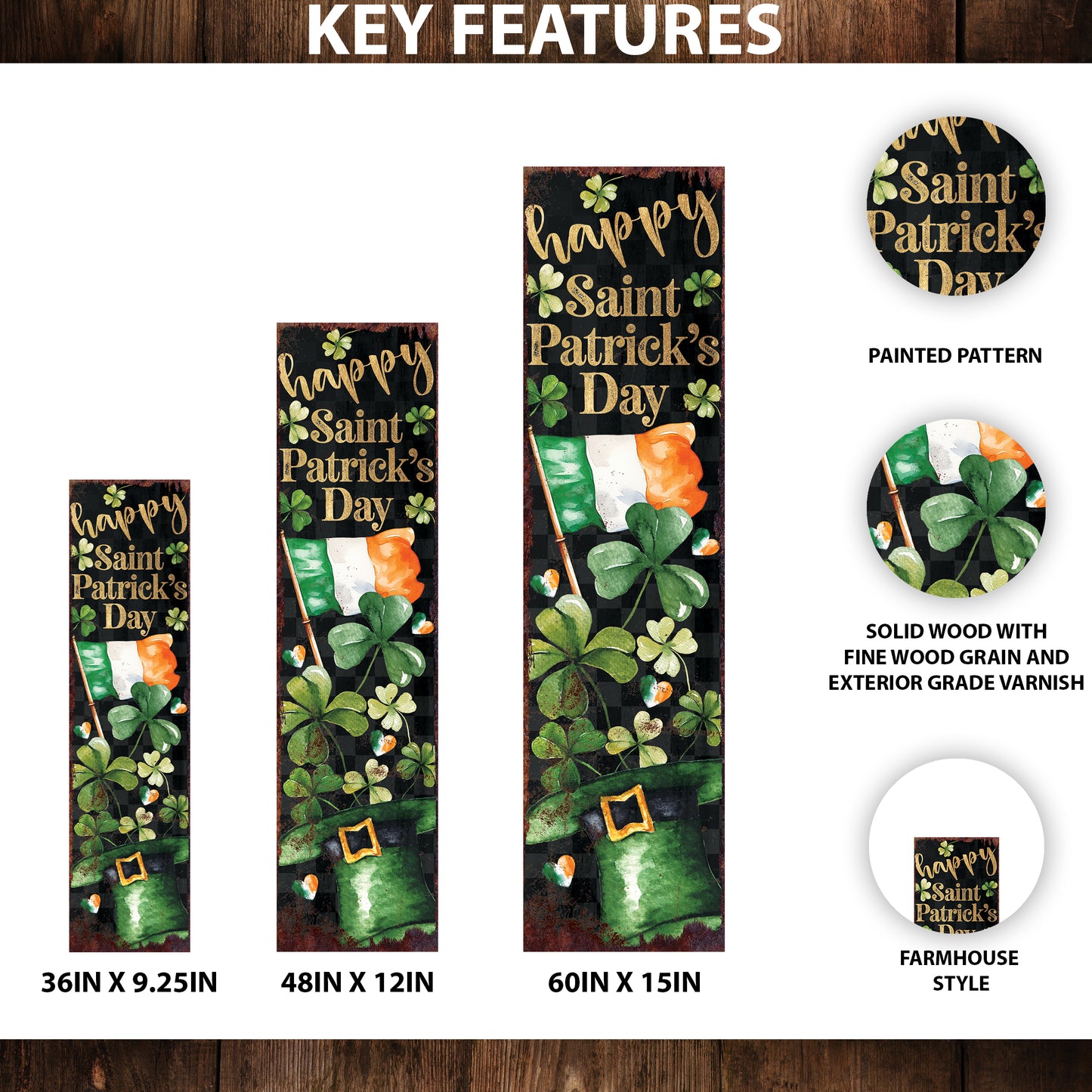 Happy St. Patrick's Day Welcome Sign for Front Porch, Vintage St.Patrick's Outdoor Decor for Front Door