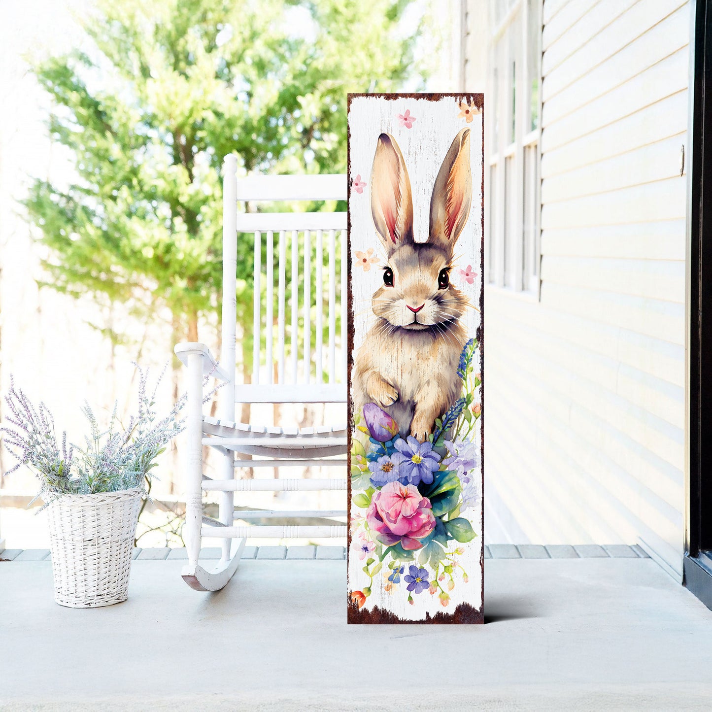 Easter Porch Sign Bunny Entryway Decor | UV Print | Front Porch Plaque | Seasonal Home Decor | 3 Sizes
