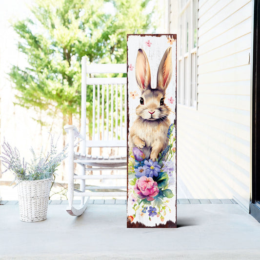 Easter Porch Sign Bunny Entryway Decor | UV Print | Front Porch Plaque | Seasonal Home Decor | 3 Sizes
