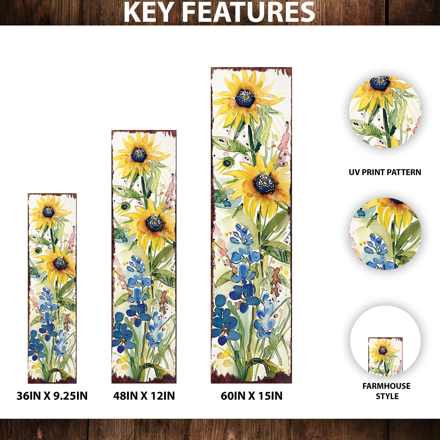 Spring Watercolor Wildflower Wooden Porch Sign | Front Door Wall Decor | Rustic Farmhouse Entryway Display | 3 Sizes & Patterns
