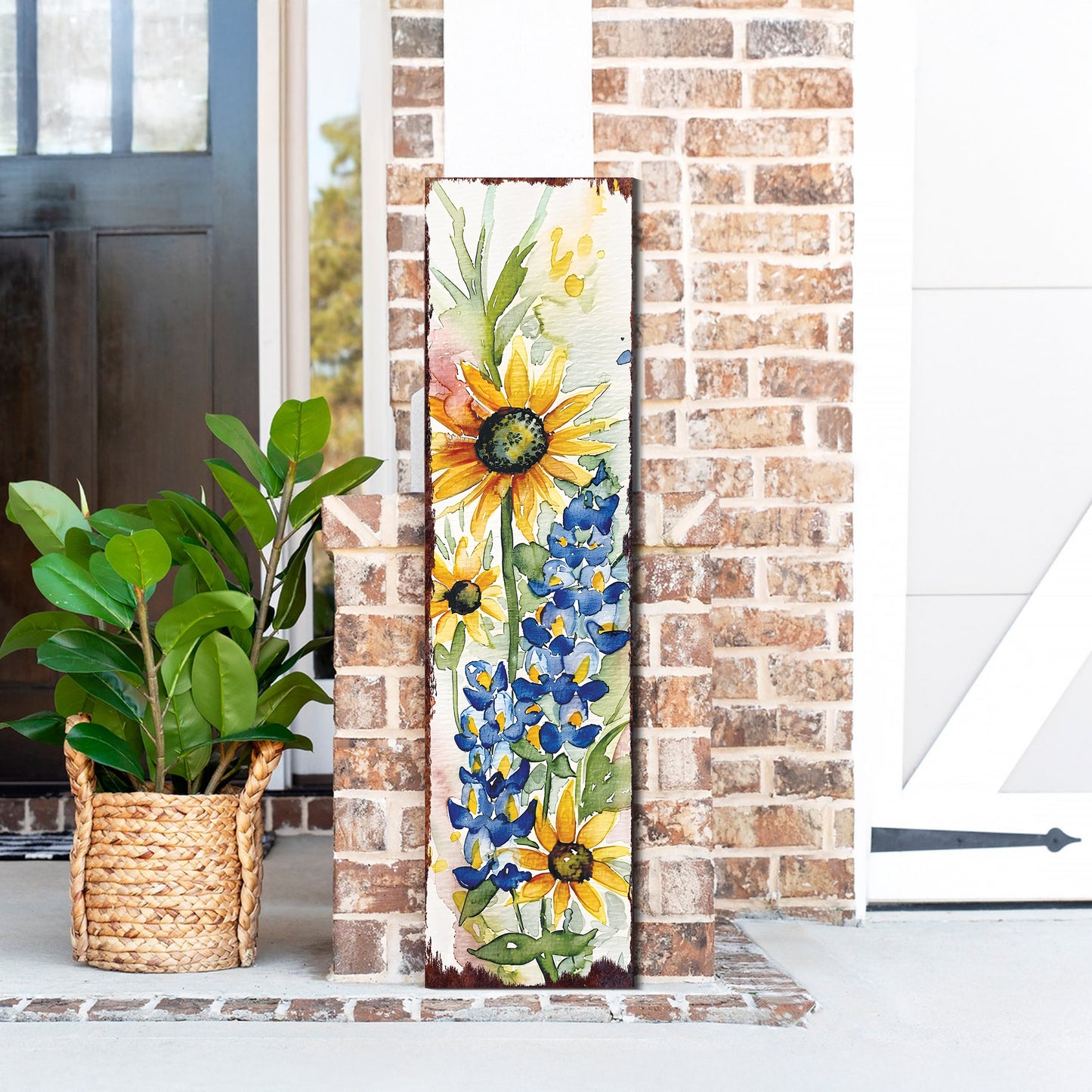Spring Watercolor Wildflower Wooden Porch Sign | Front Door Wall Decor | Rustic Farmhouse Entryway Display | 3 Sizes & Patterns