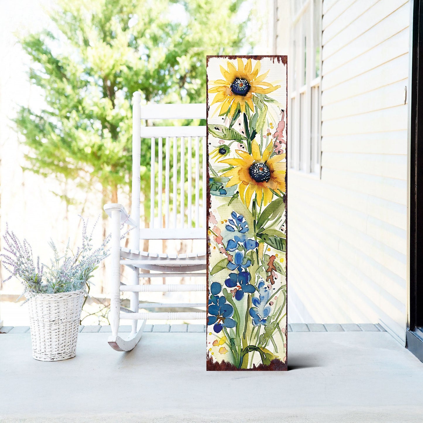 Spring Watercolor Wildflower Wooden Porch Sign | Front Door Wall Decor | Rustic Farmhouse Entryway Display | 3 Sizes & Patterns