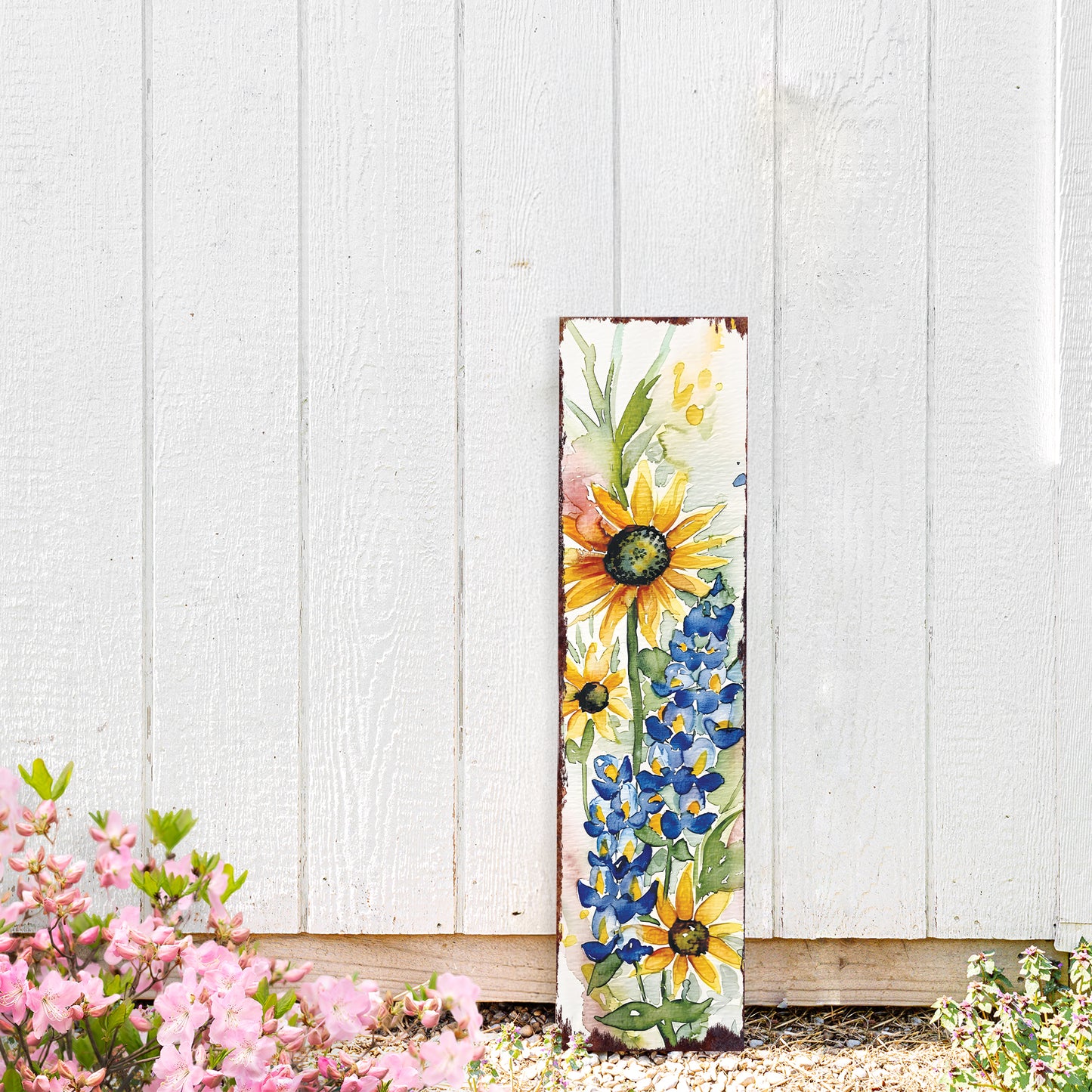 Spring Watercolor Wildflower Wooden Porch Sign | Front Door Wall Decor | Rustic Farmhouse Entryway Display | 3 Sizes & Patterns